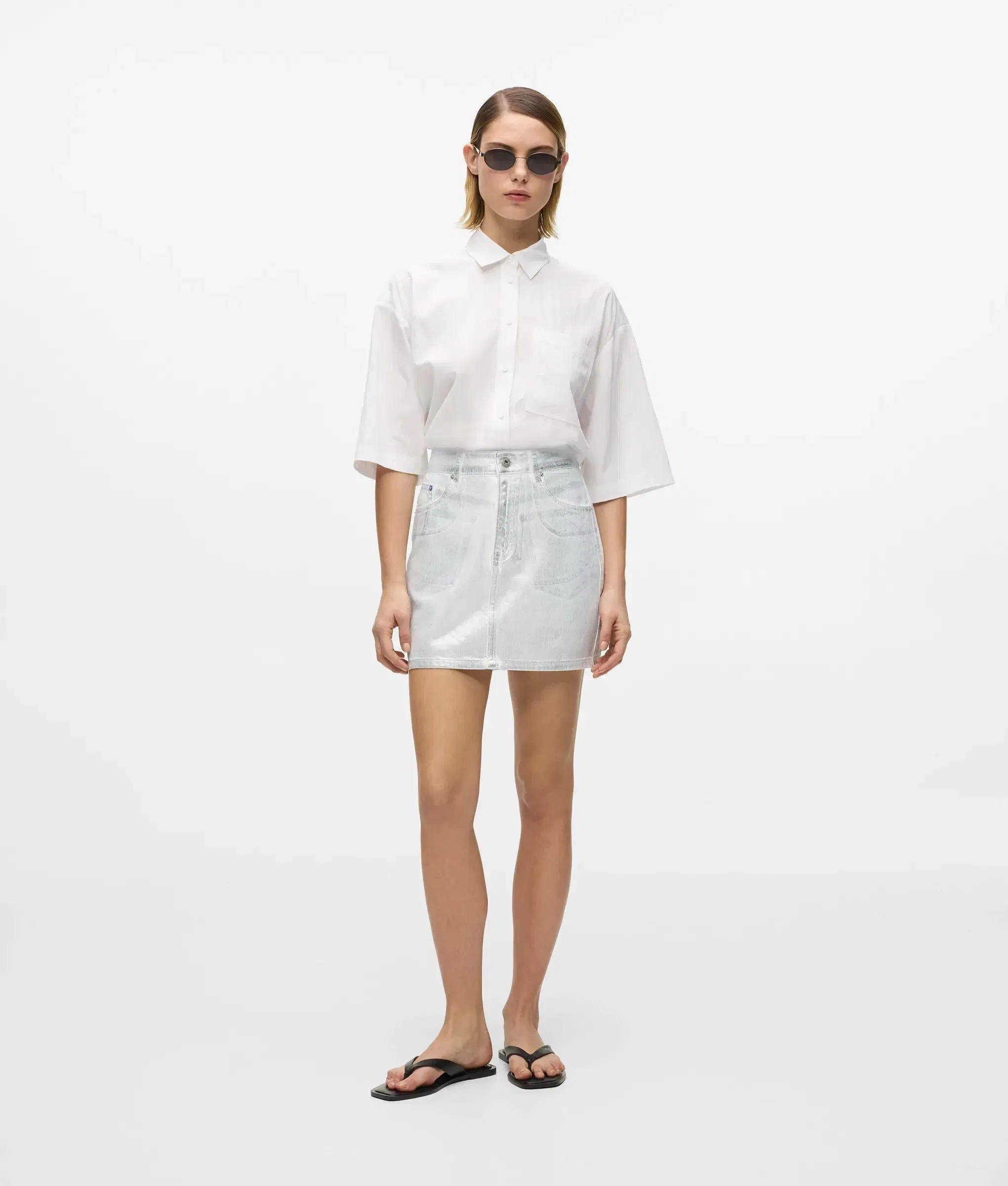 Karl Lagerfeld Metallic Silver Mini Skirt Silver