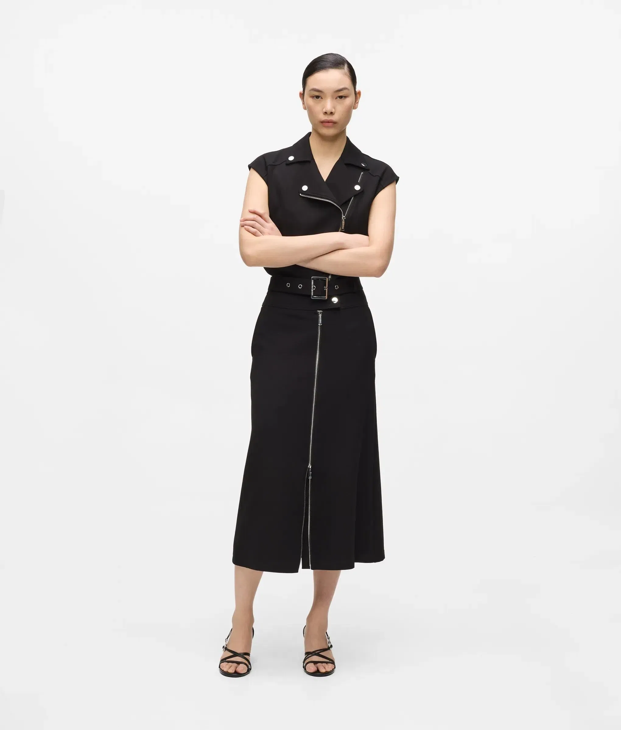 Karl Lagerfeld Jersey Biker Maxi Skirt Black