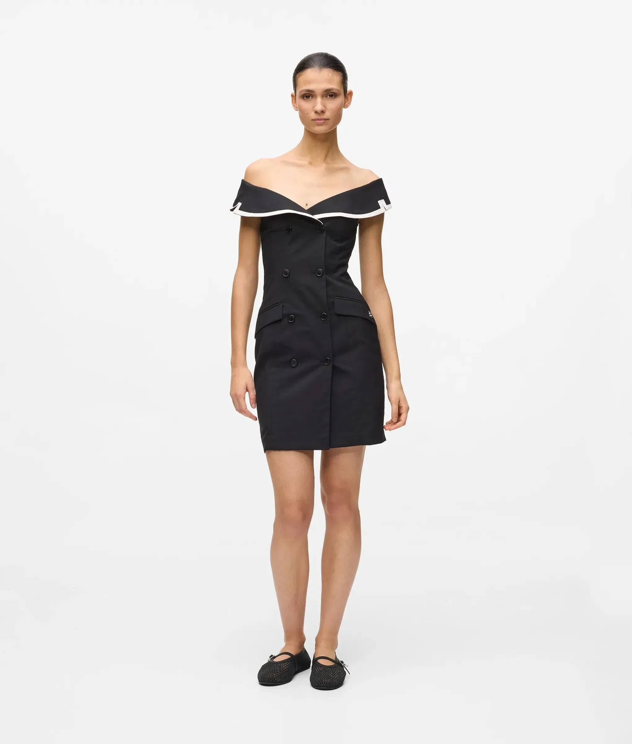 Karl Lagerfeld Off Shoulder Blazer Dress Black/White