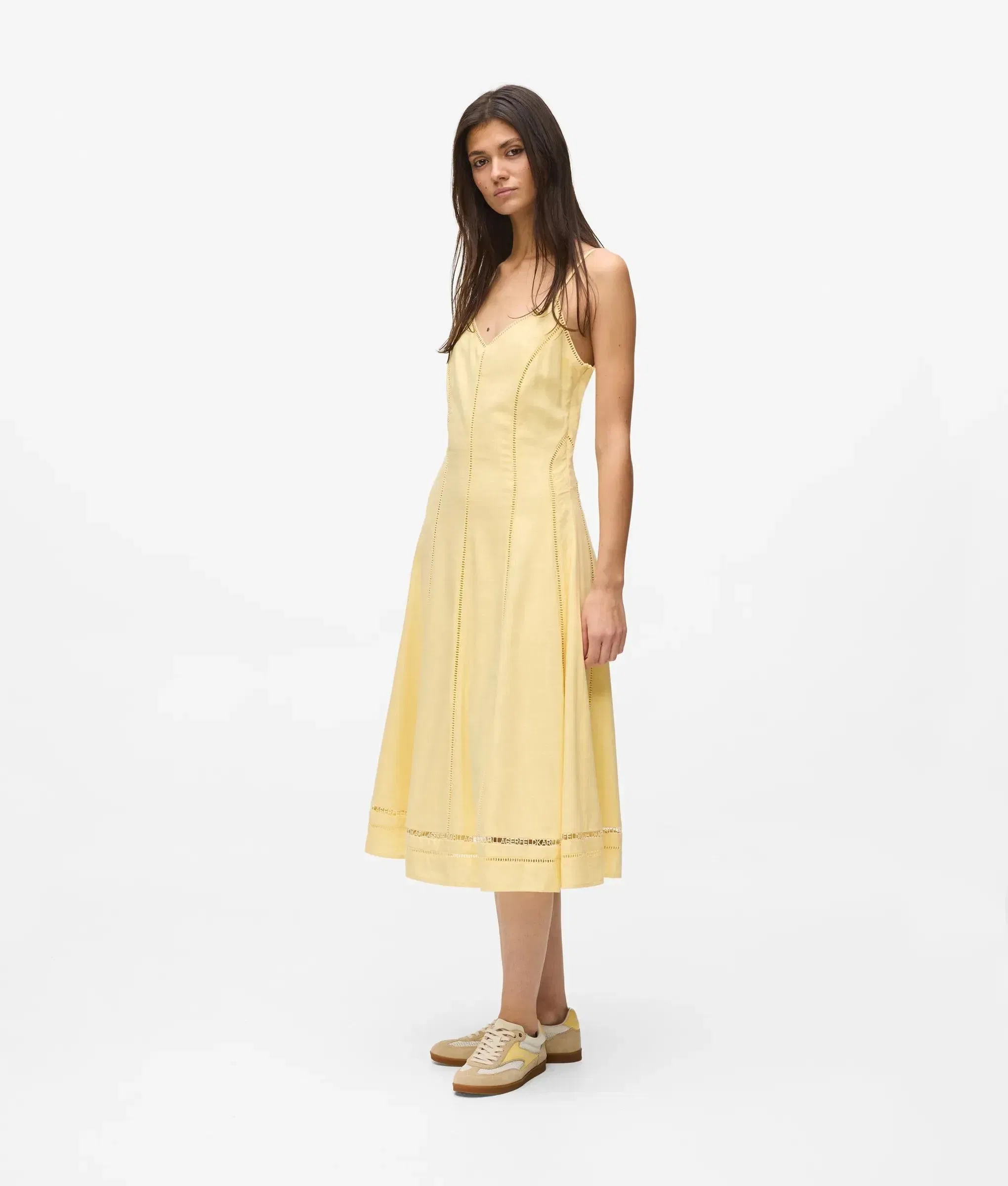 Karl Lagerfeld Cut - Out Embroidery Dress Sunlight