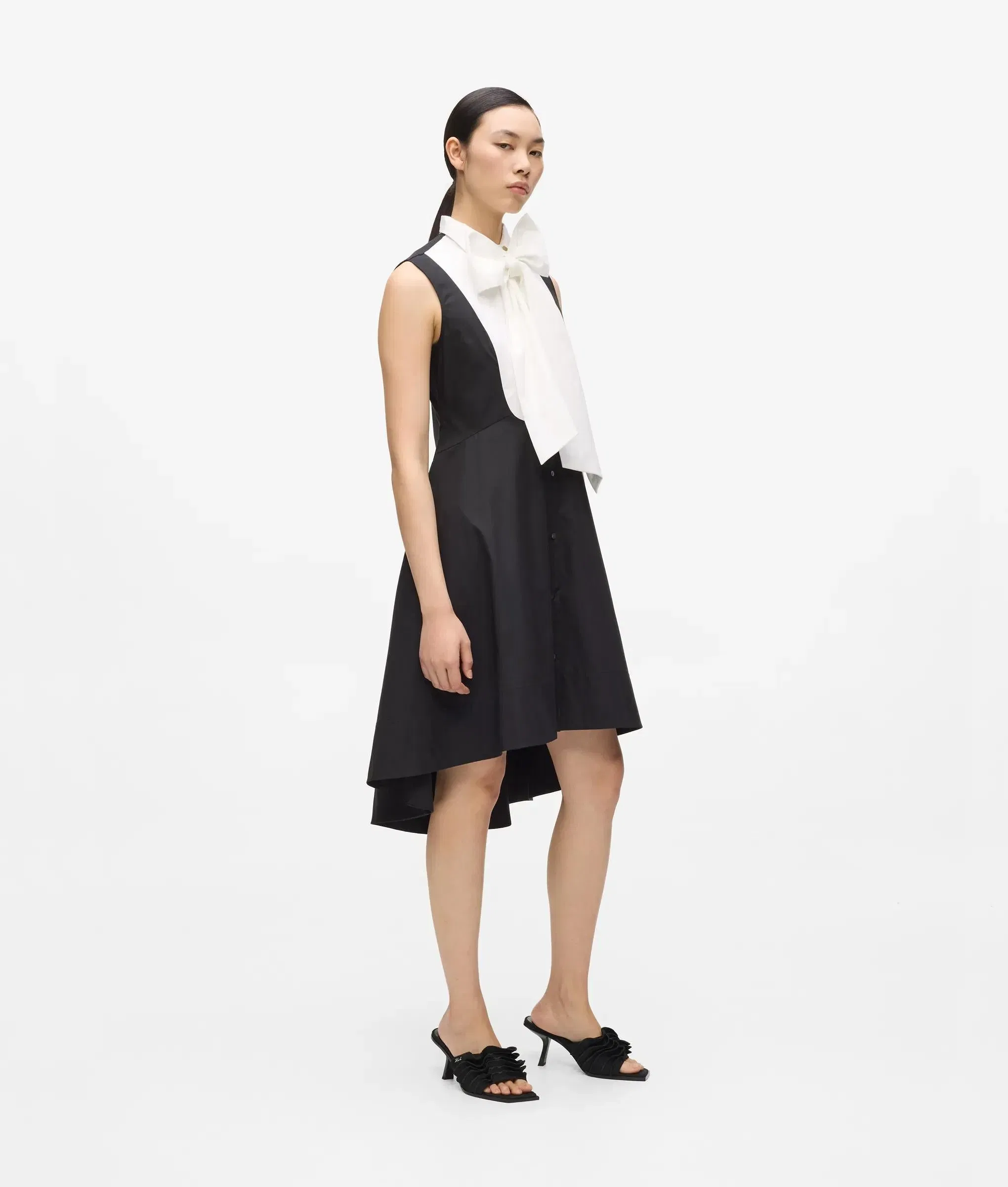Karl Lagerfeld Bow Detail Shirt Dress White/Black