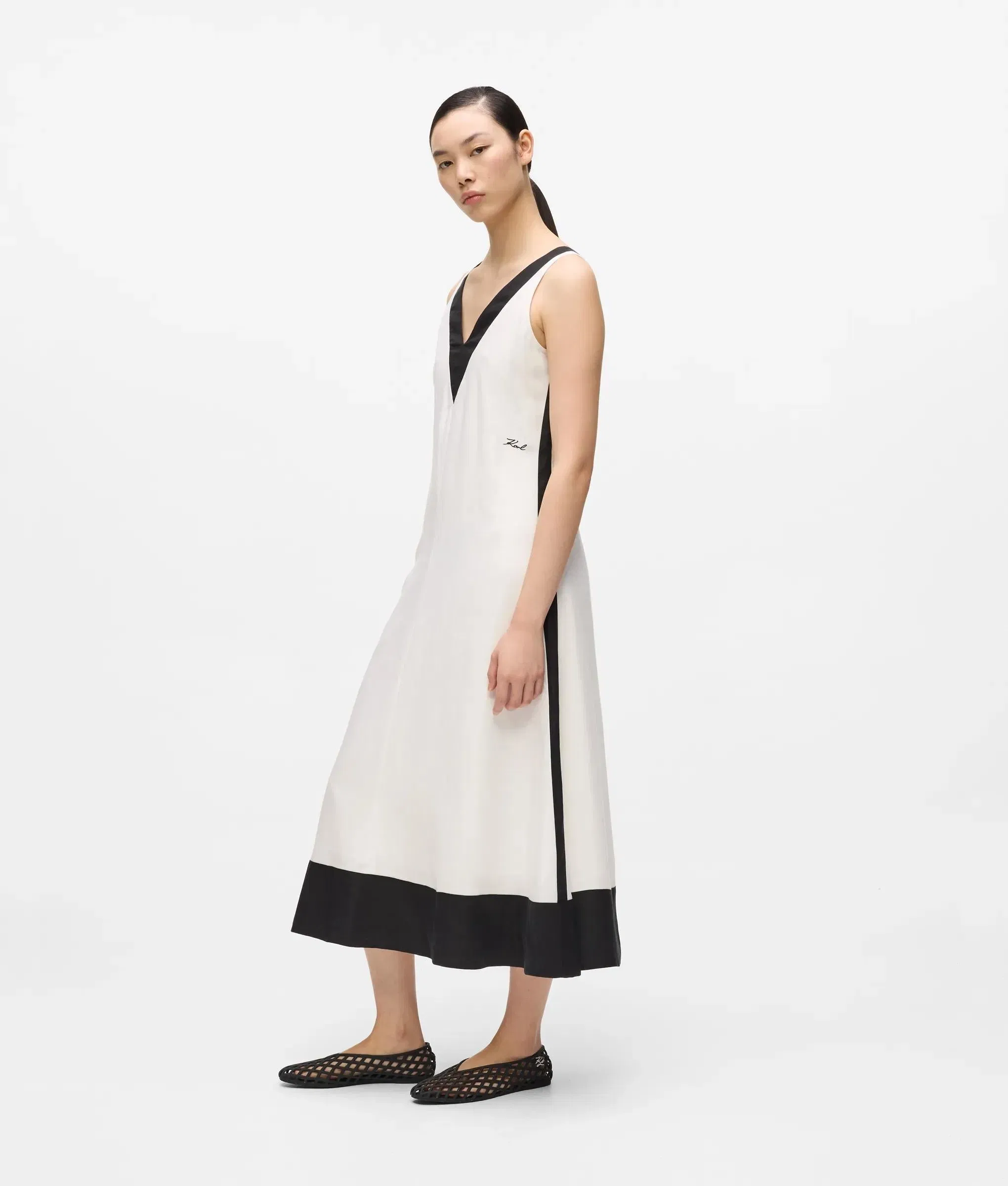 Karl Lagerfeld Monochrome Linen Blend Dress Pristine