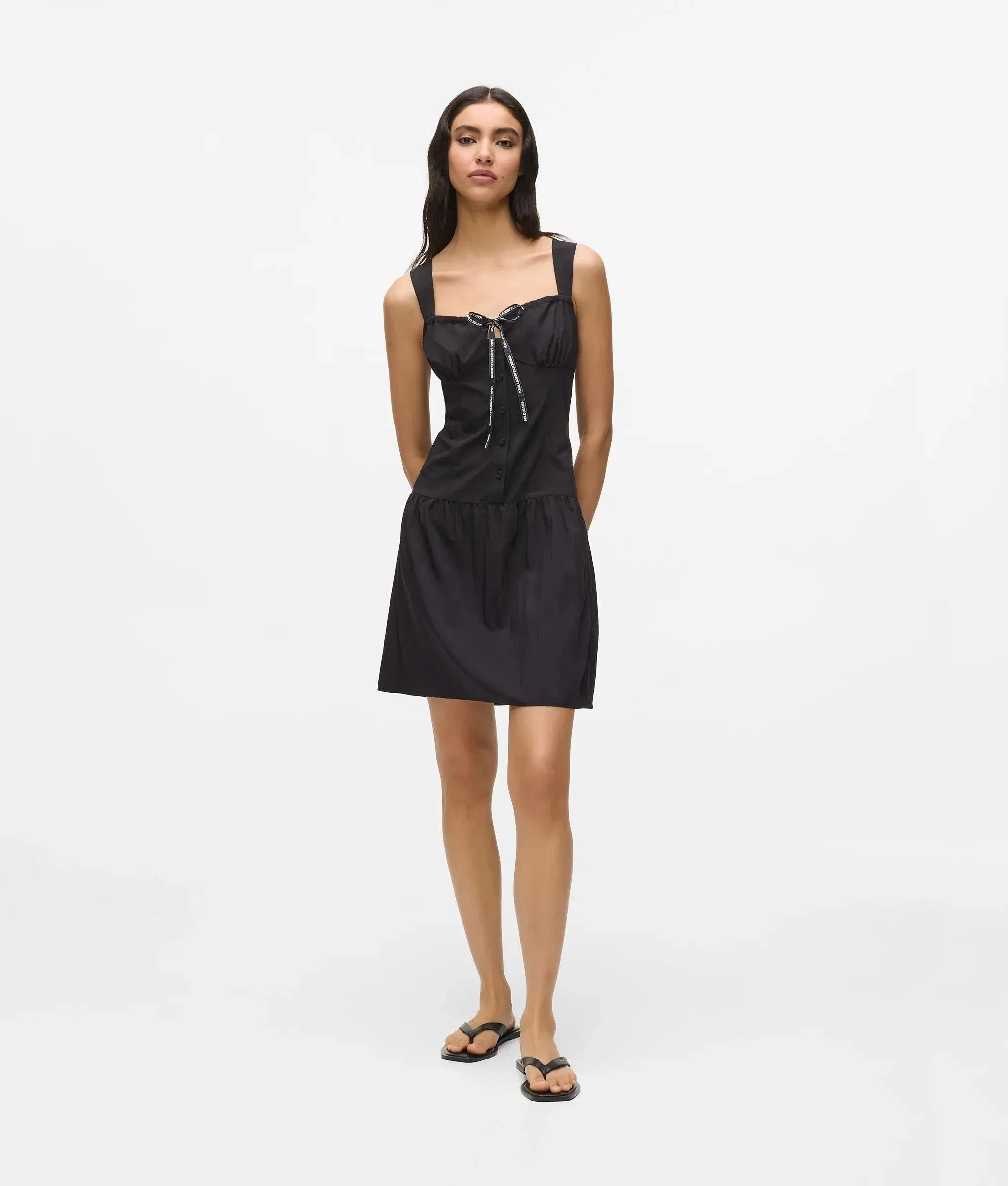 Karl Lagerfeld Tie Detail Mini Dress Black