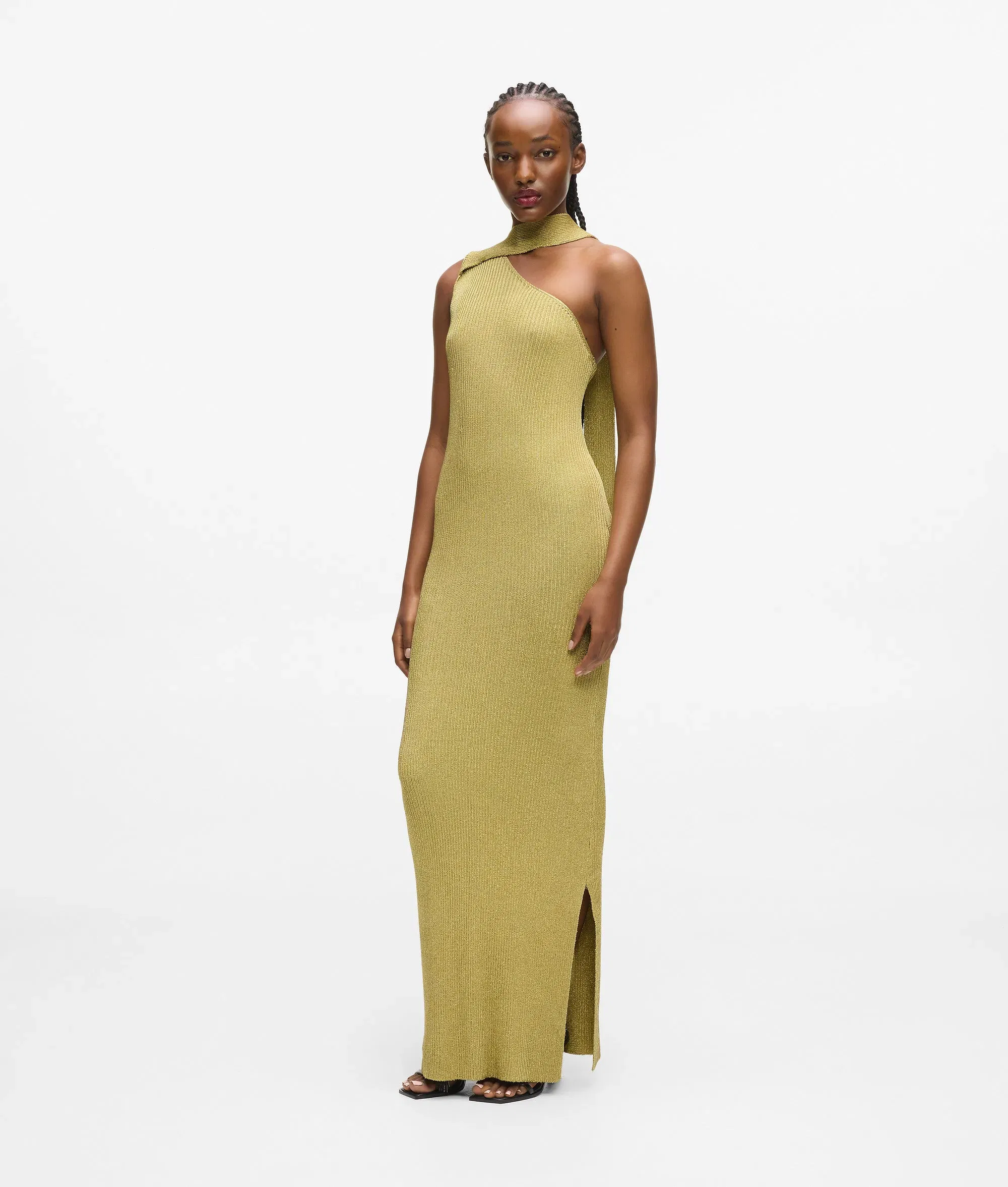 Karl Lagerfeld Metallic Knit Dress Light Gold