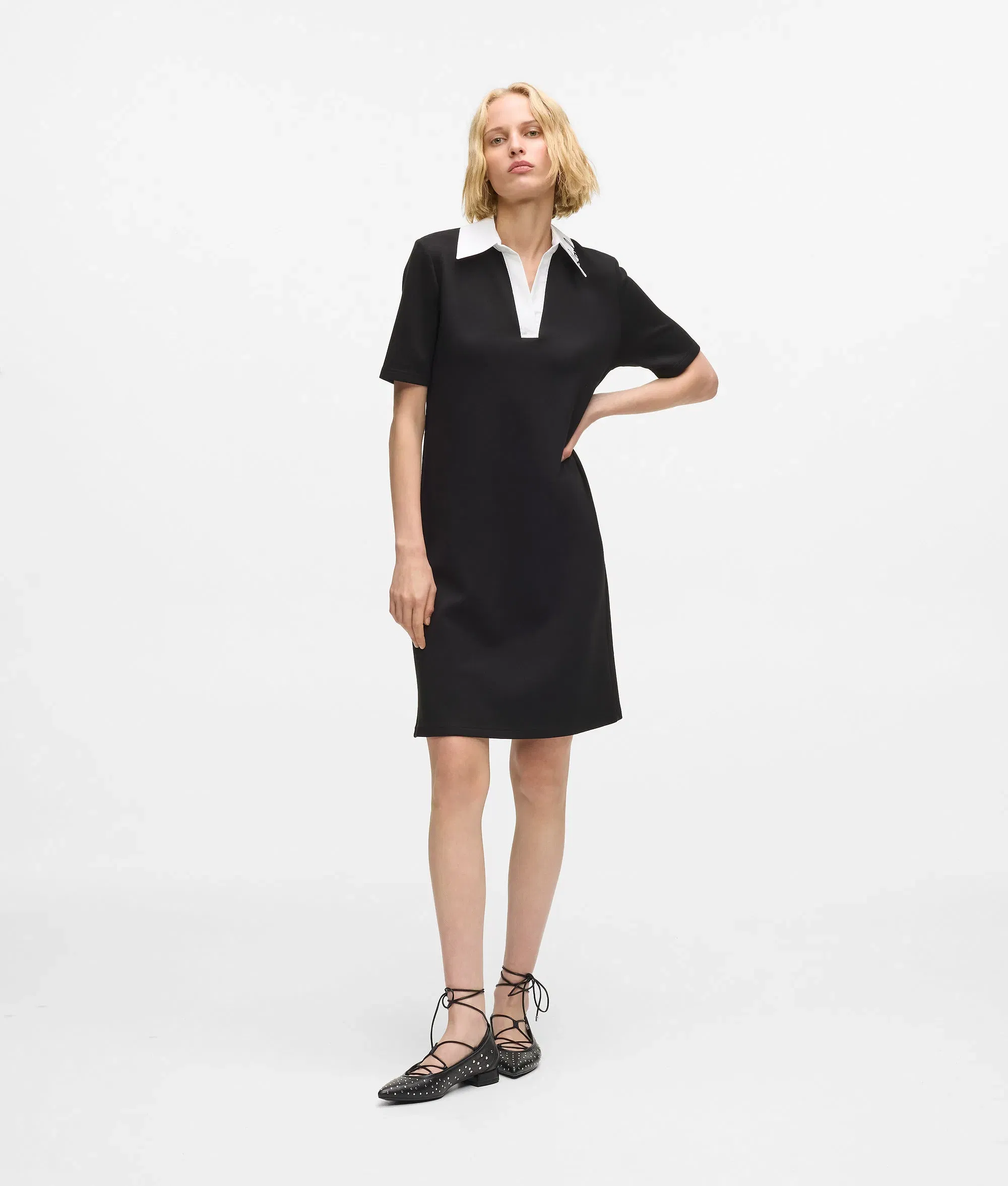 Karl Lagerfeld Signature Collar Polo Dress Black