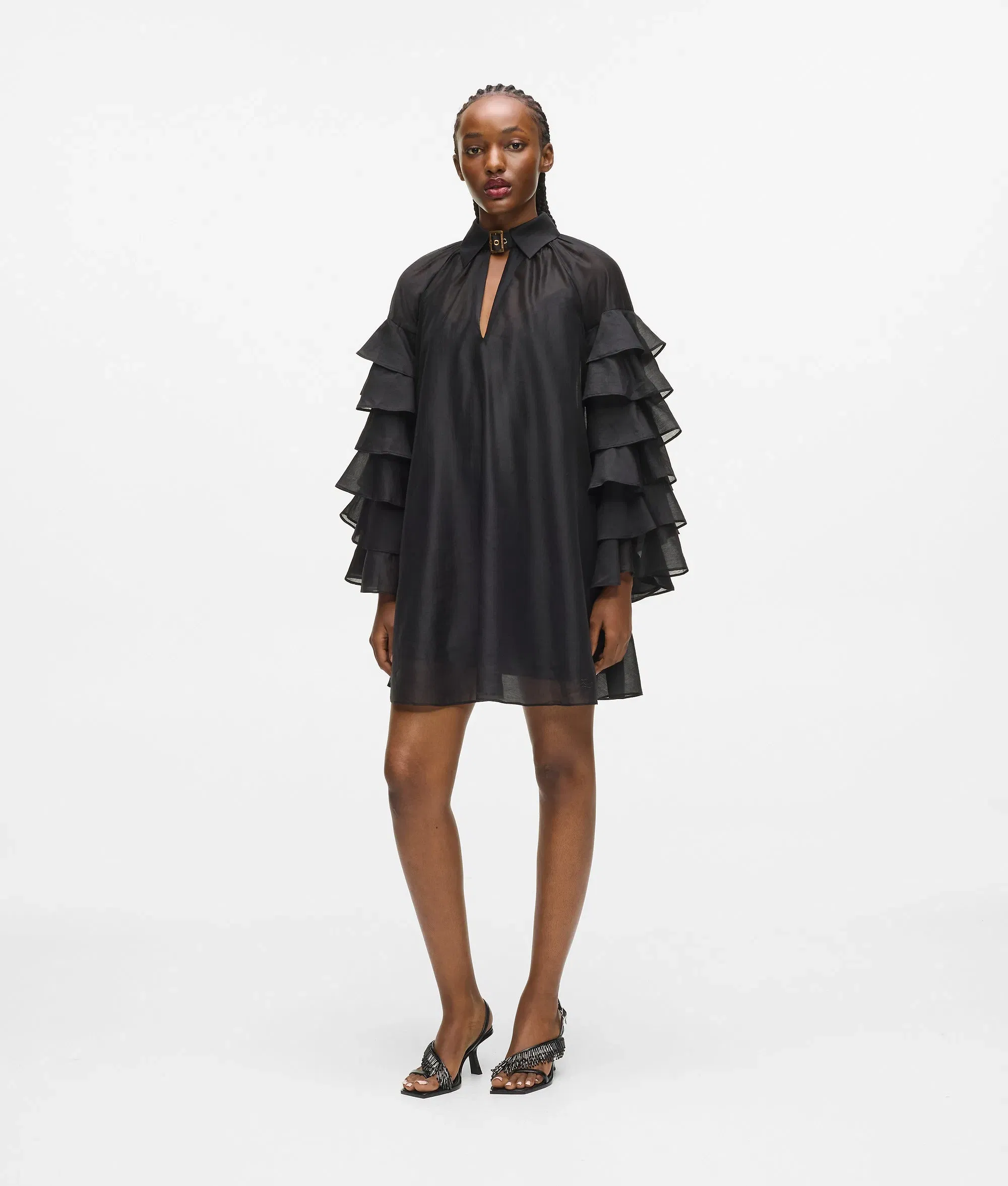 Karl Lagerfeld Ruffled Sleeves Dress Black