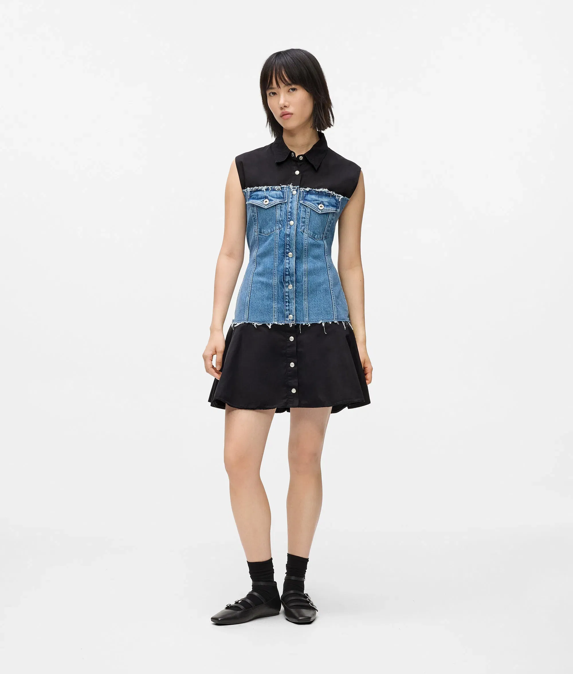 Karl Lagerfeld Denim Bodice Dress Washed Blue - Black