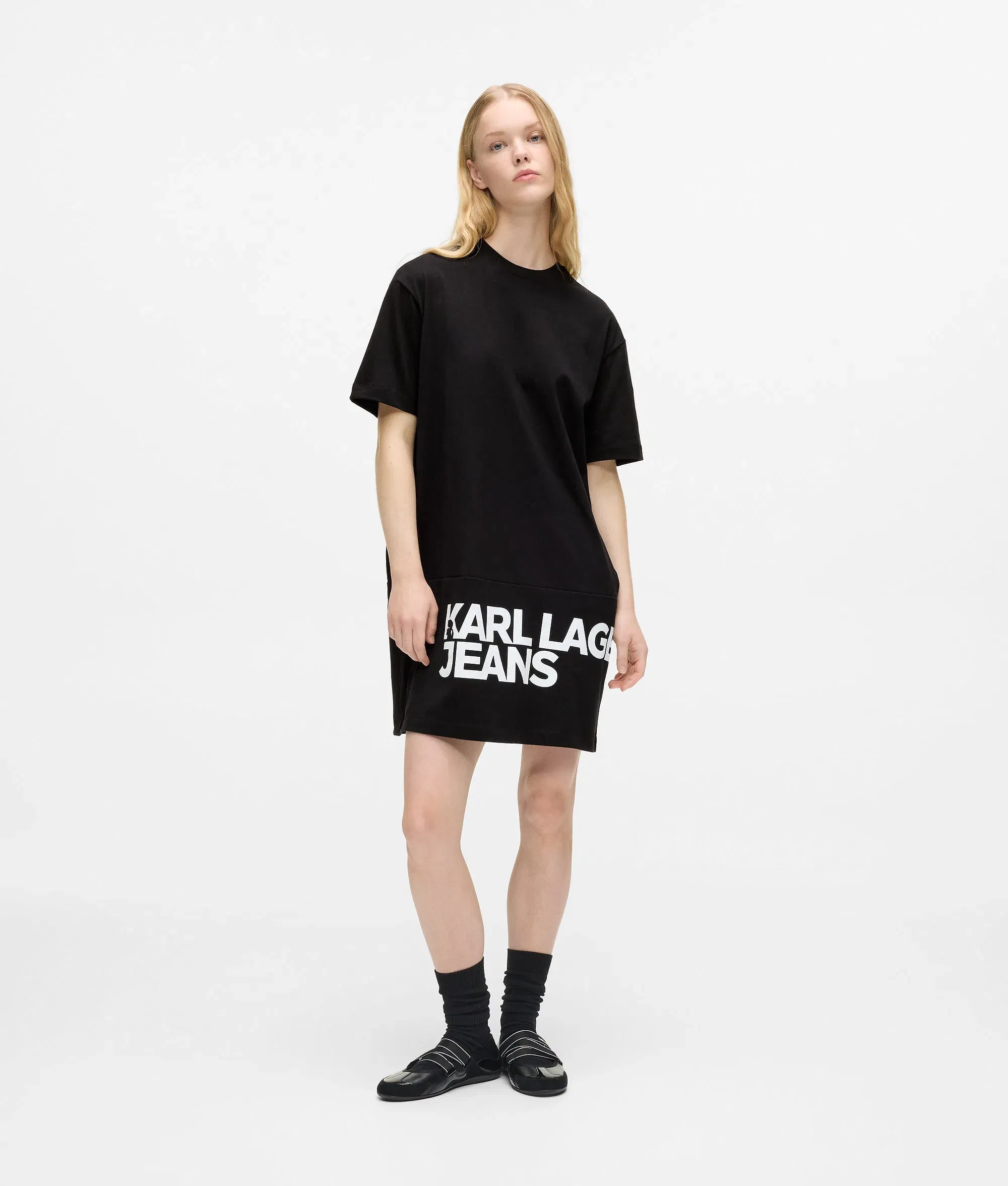 Karl Lagerfeld Logo T - Shirt Dress Black