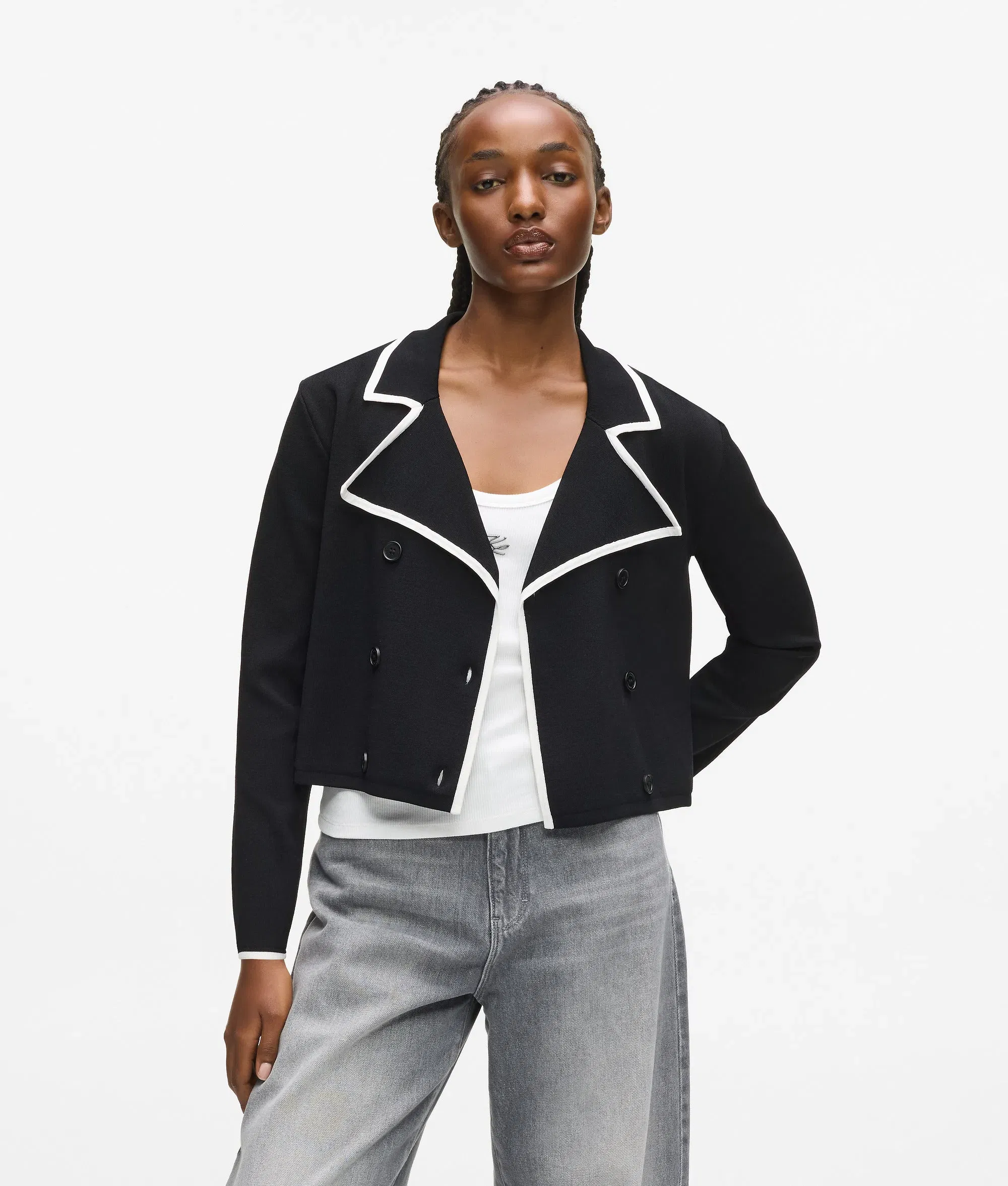 Karl Lagerfeld Tailored Cardigan Black/White