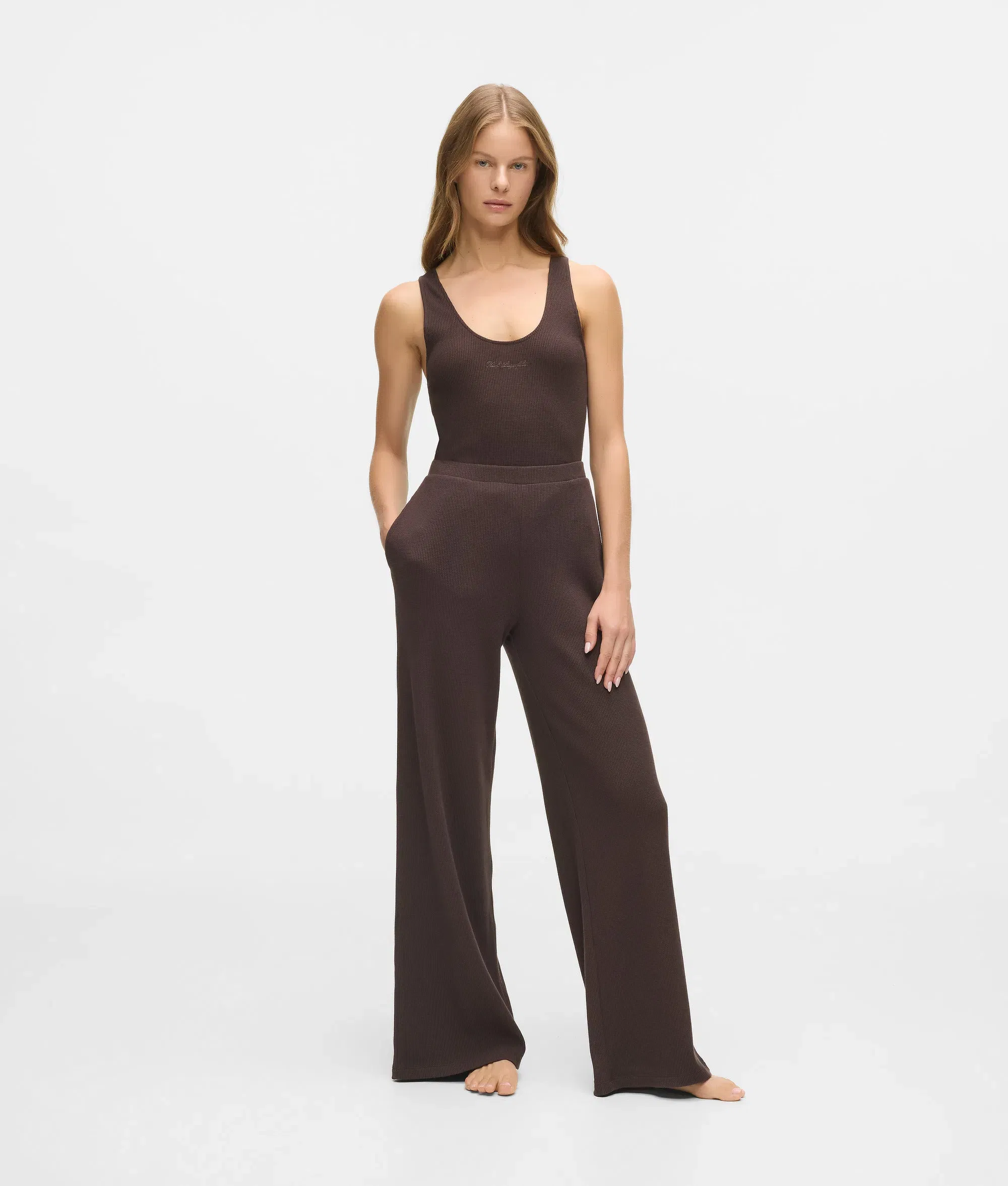 Karl Lagerfeld Waffle Loungewear Pants Black Coffee