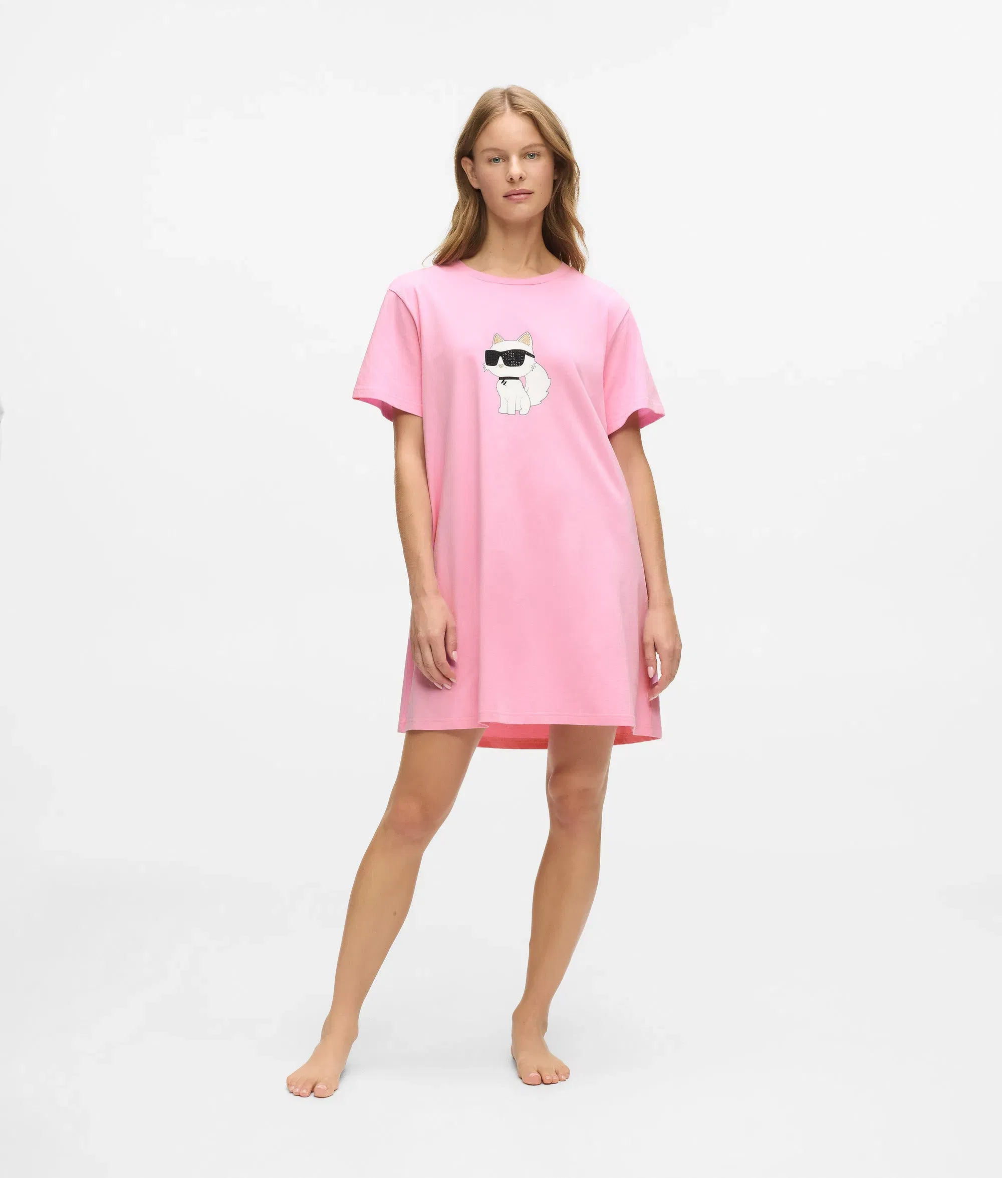 Karl Lagerfeld Ikon Rhinestone Pajama Dress Begonia Pink
