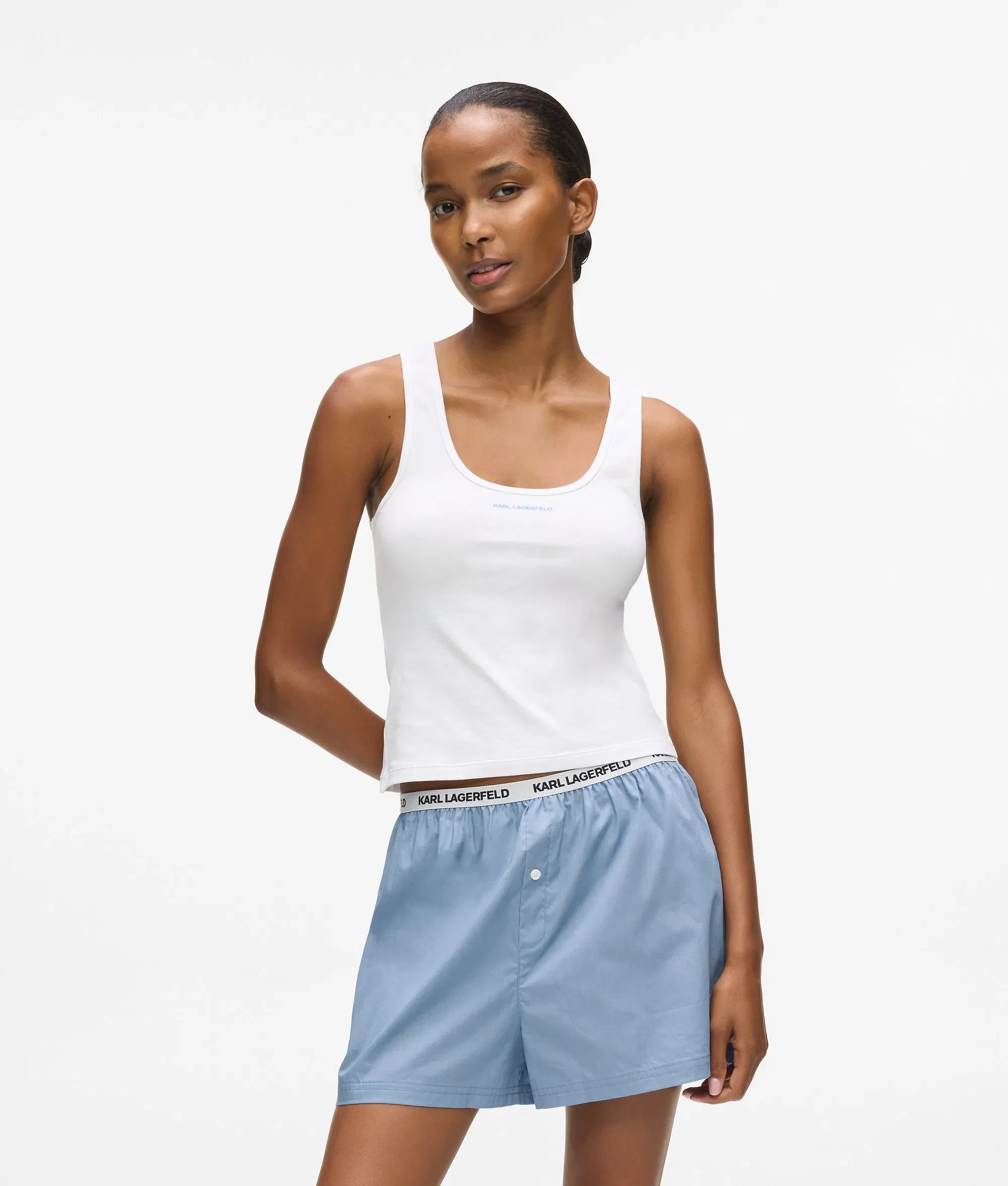 Karl Lagerfeld Tank Top And Shorts Pajama Set White