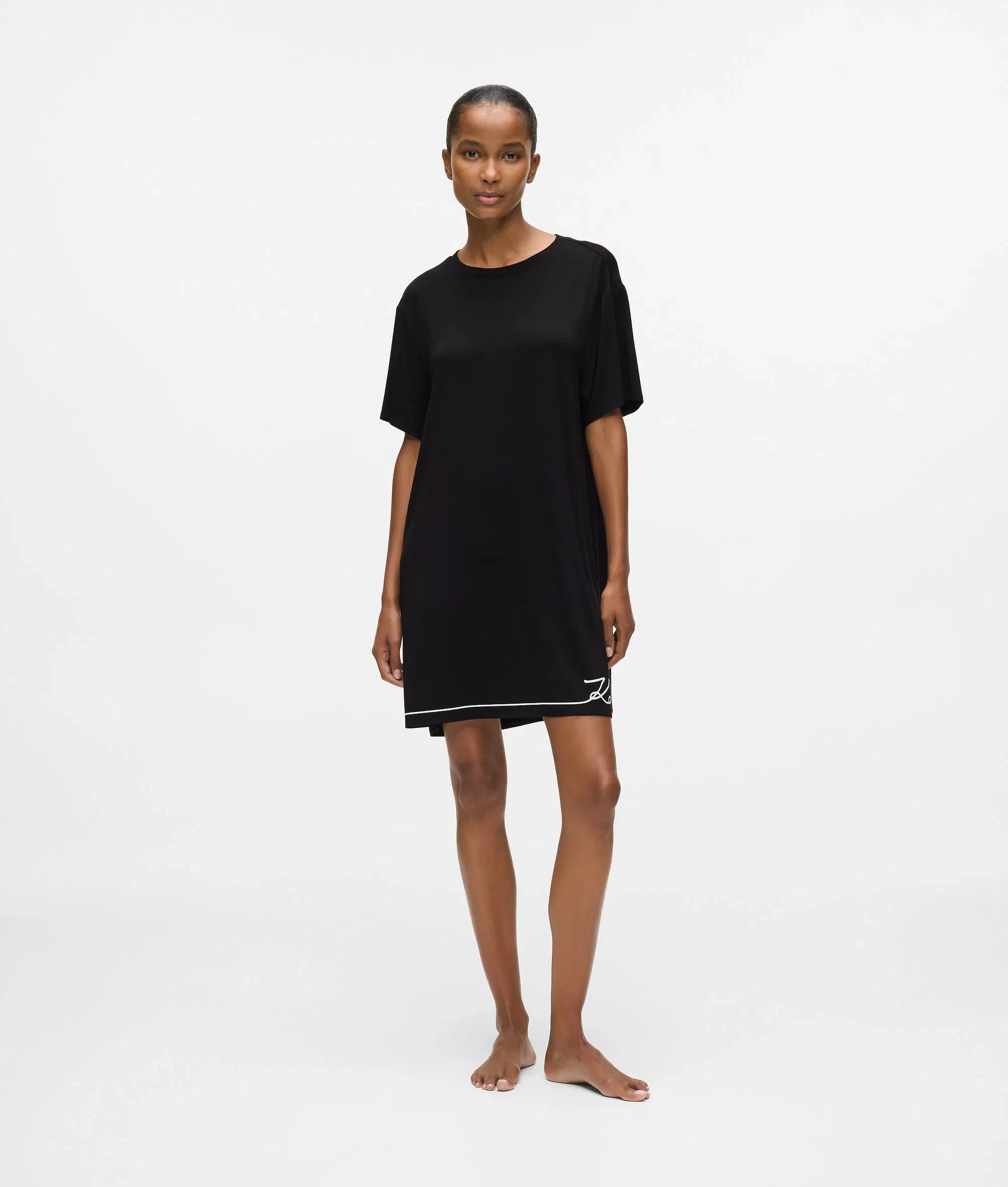 Karl Lagerfeld Signature Pajama Dress Black