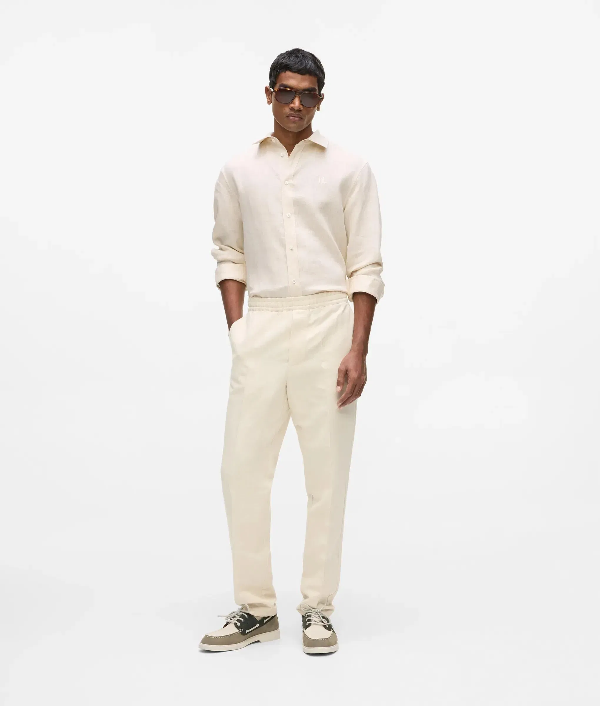 Karl Lagerfeld Linen Suit Pants Natural