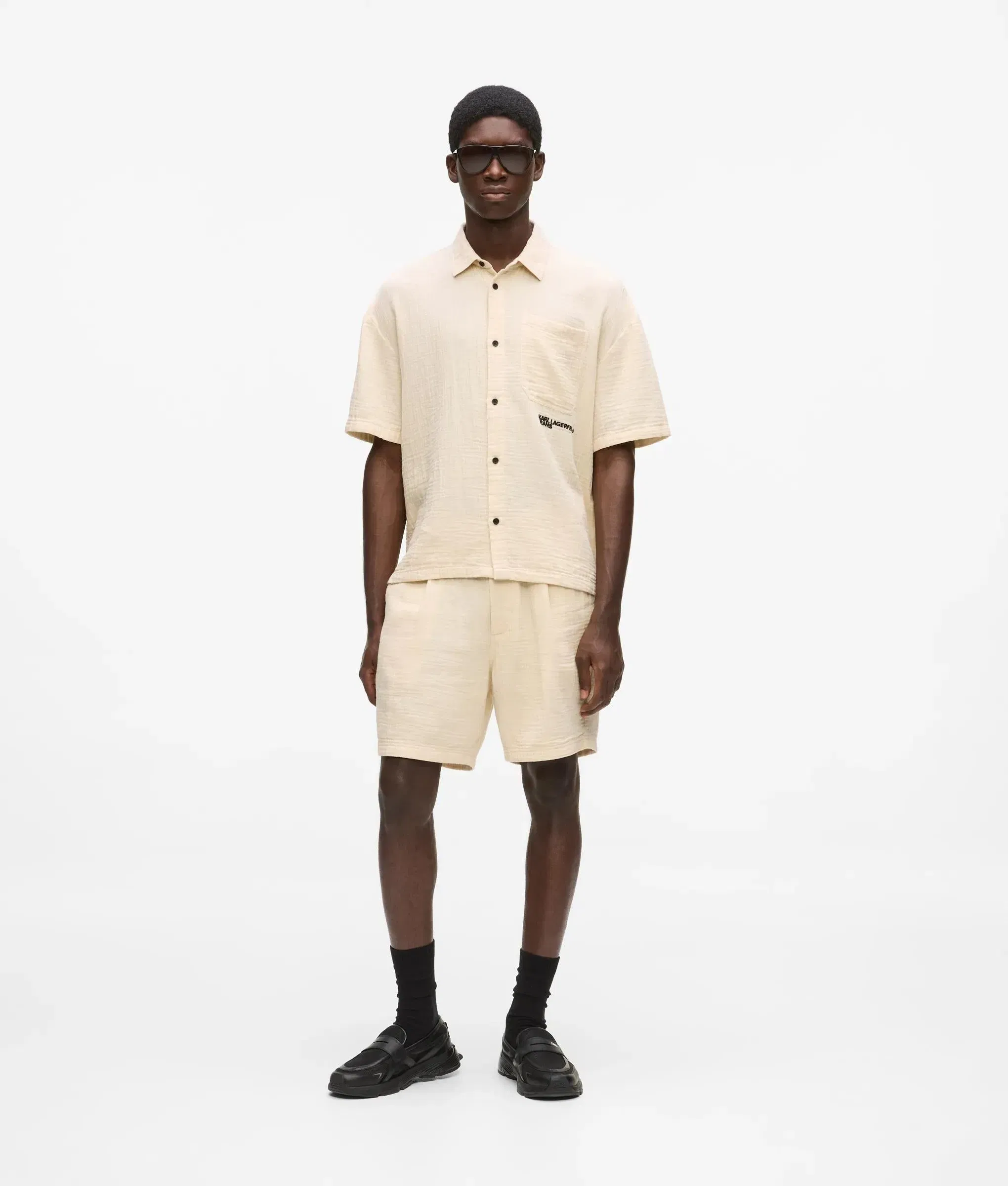Karl Lagerfeld Crinkled Shorts Whitecap Grey