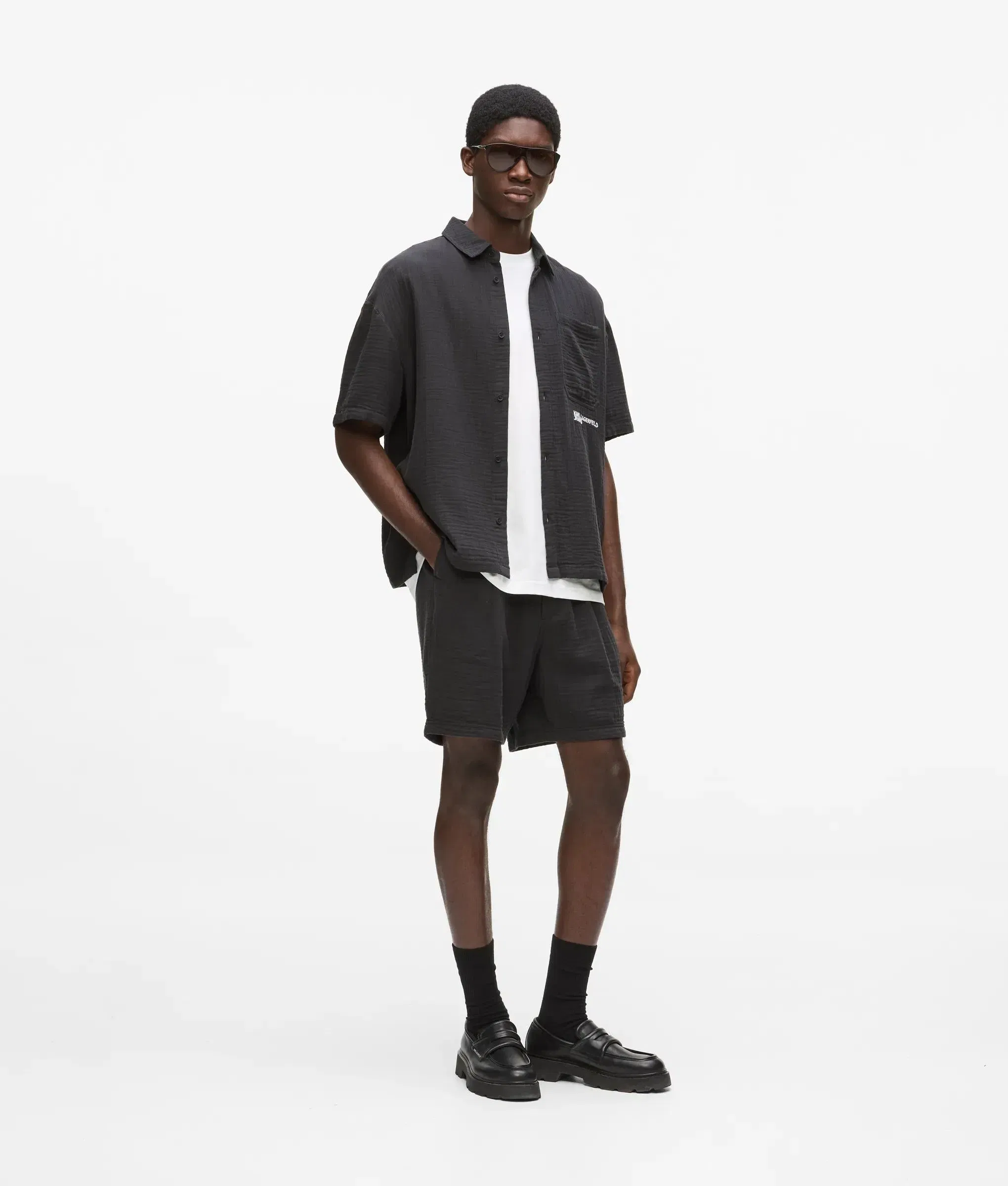 Karl Lagerfeld Crinkled Shorts Black