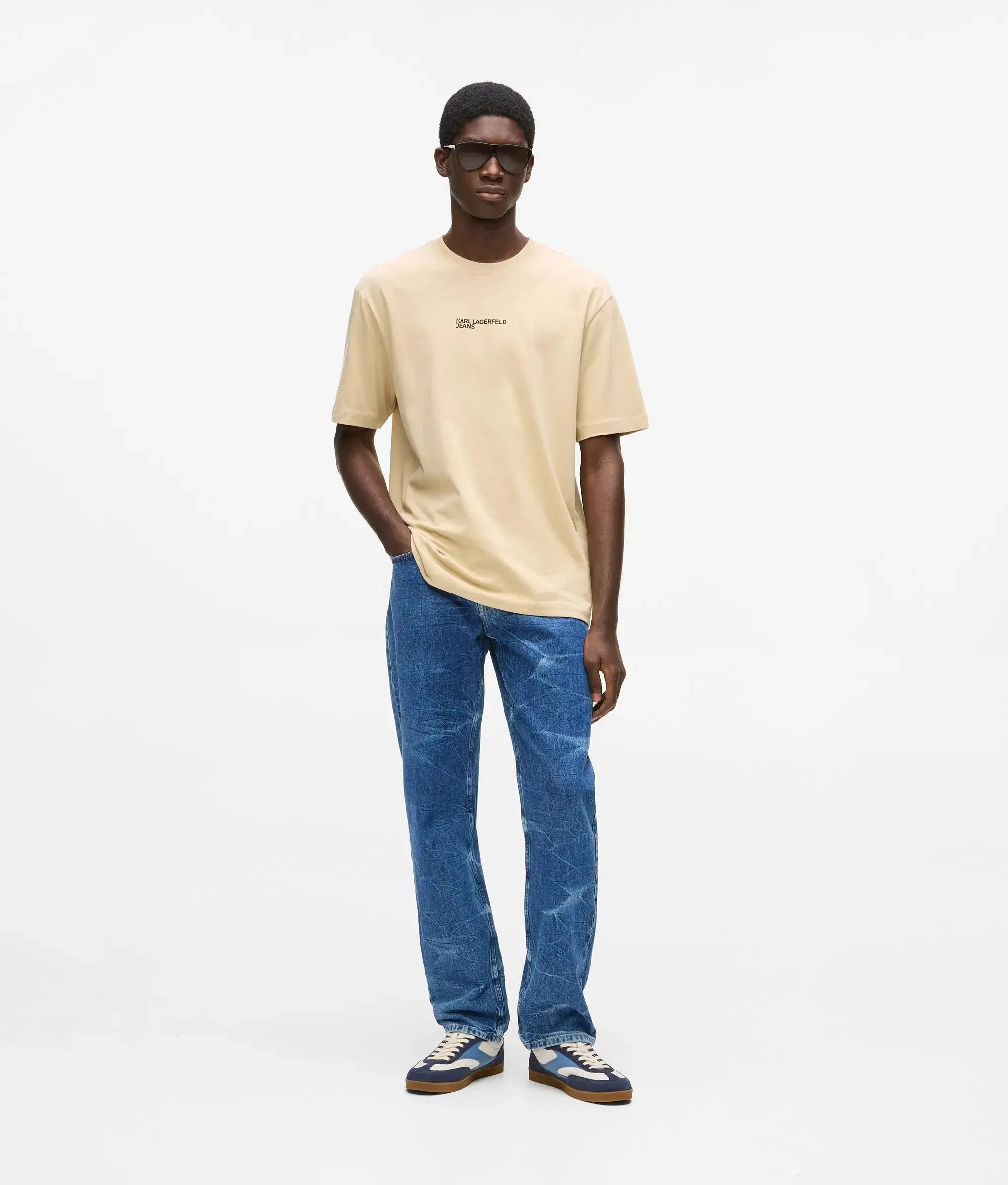 Karl Lagerfeld Marbled Straight Jeans Marble Blue