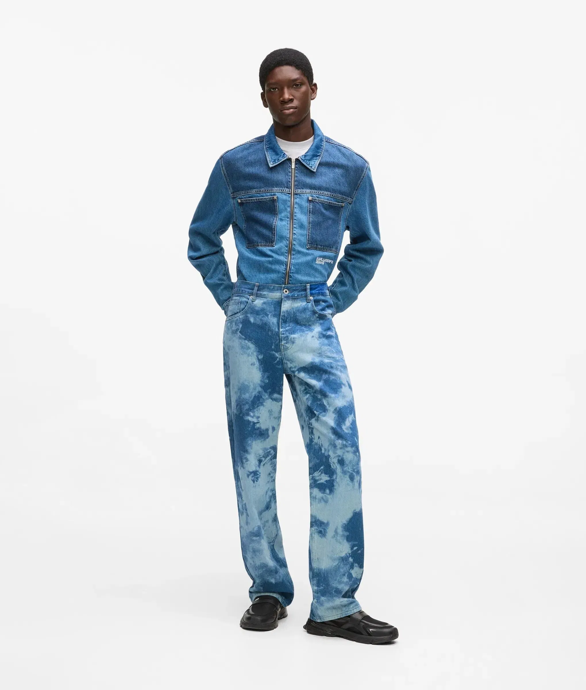 Karl Lagerfeld Bleached Relaxed Jeans White/Blue