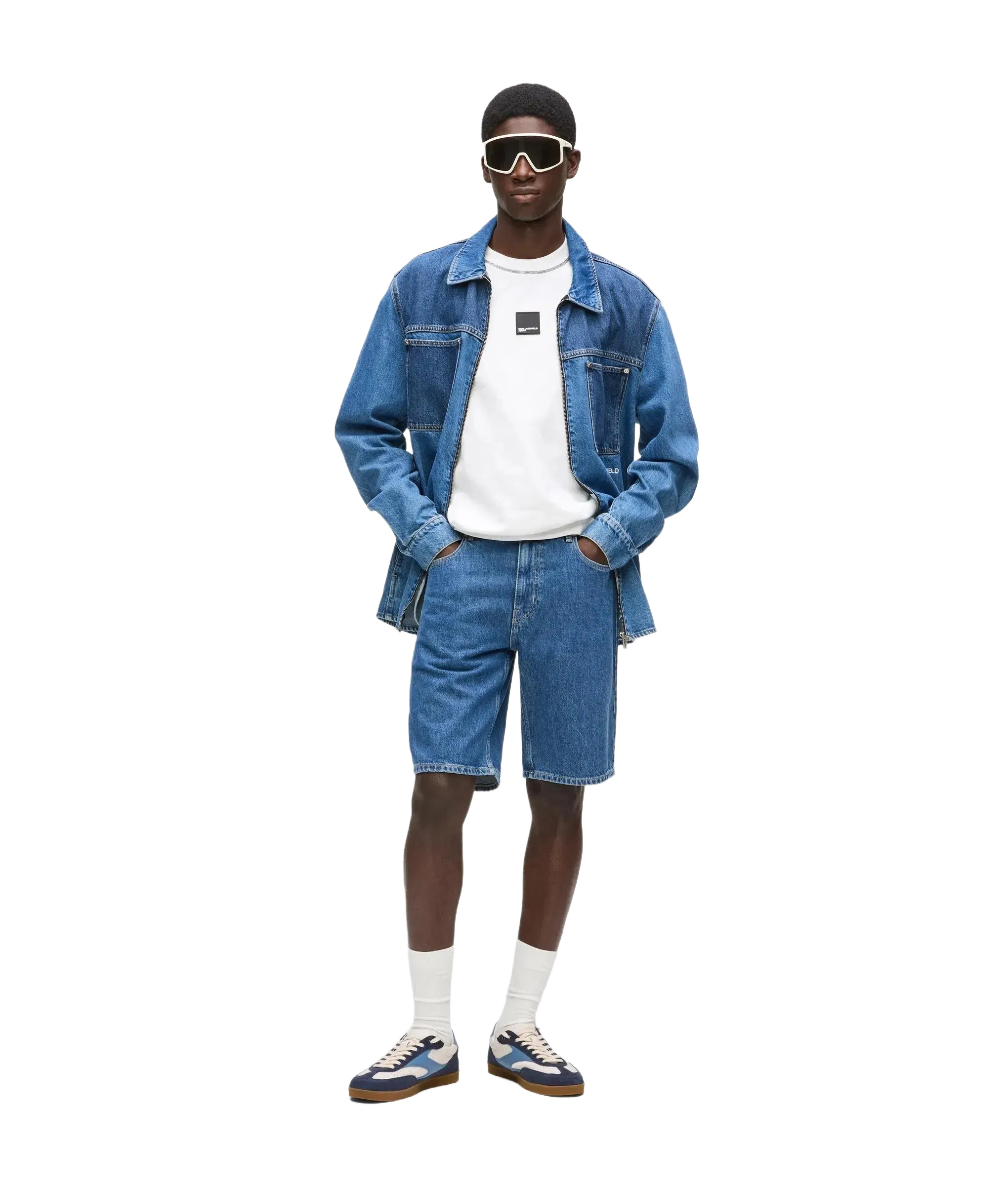 Karl Lagerfeld Regular Denim Shorts Mid Blue Stone
