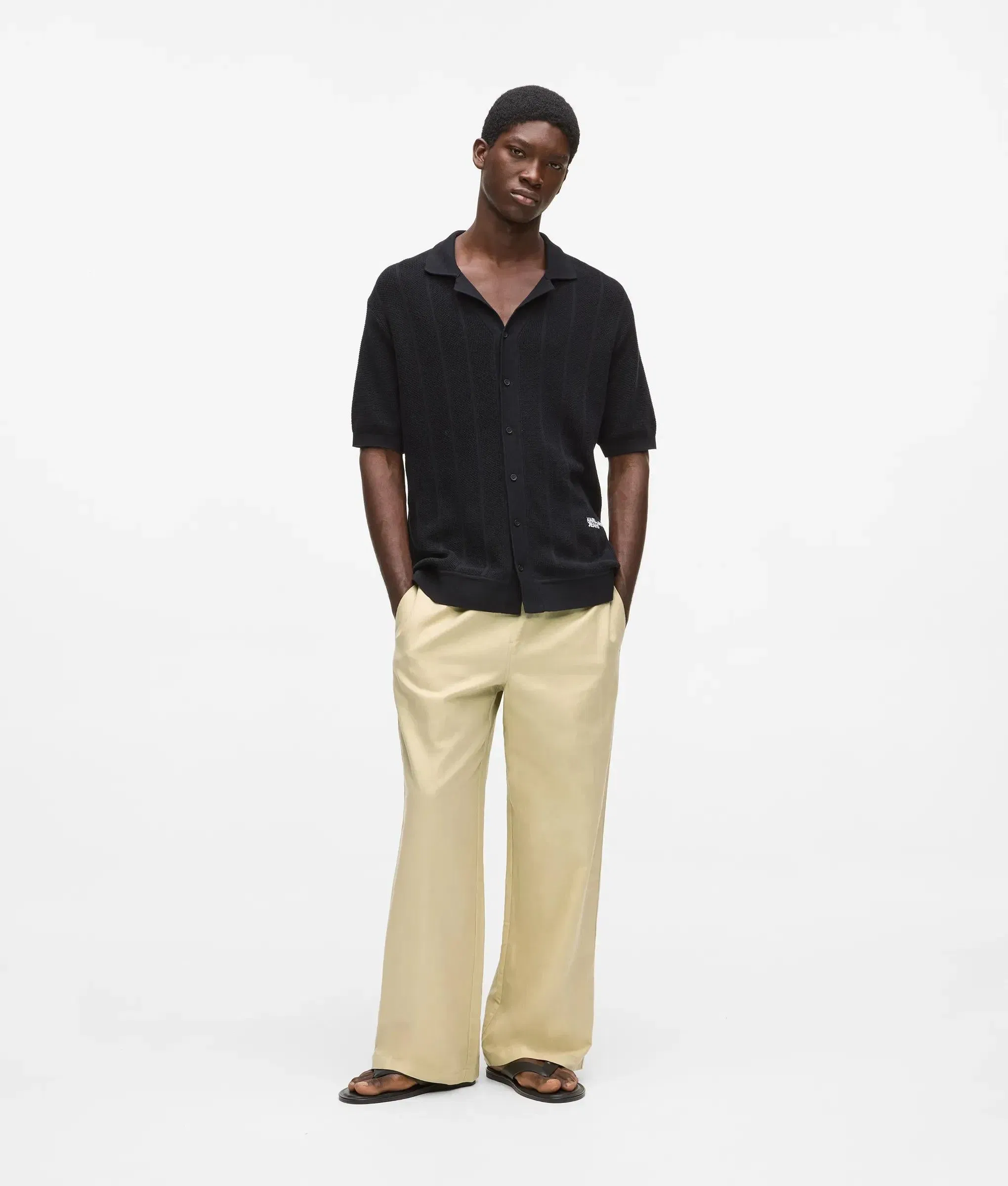 Karl Lagerfeld Linen Blend Pants Pale Khaki