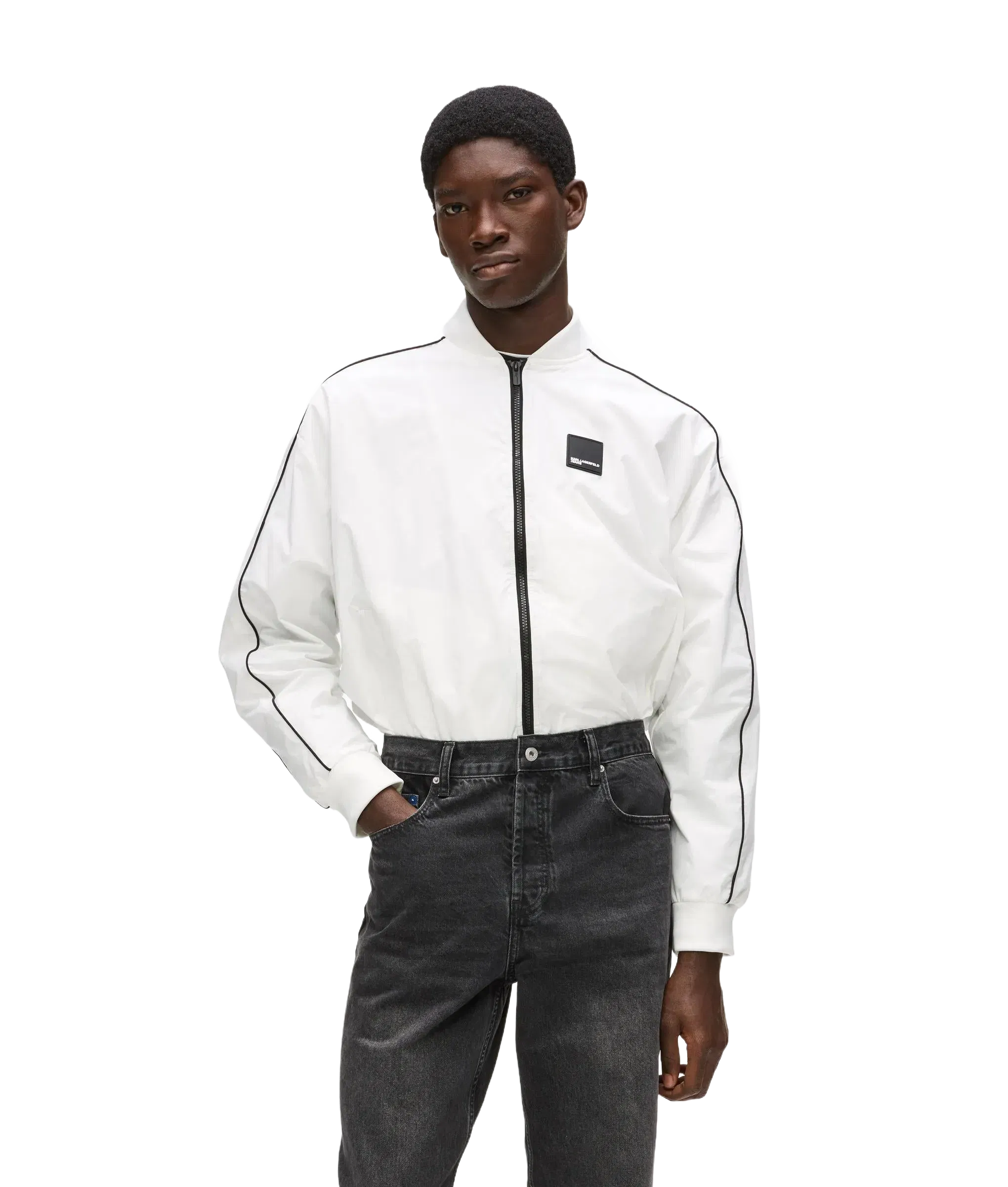 Karl Lagerfeld Lightweight Bomber Jacket White