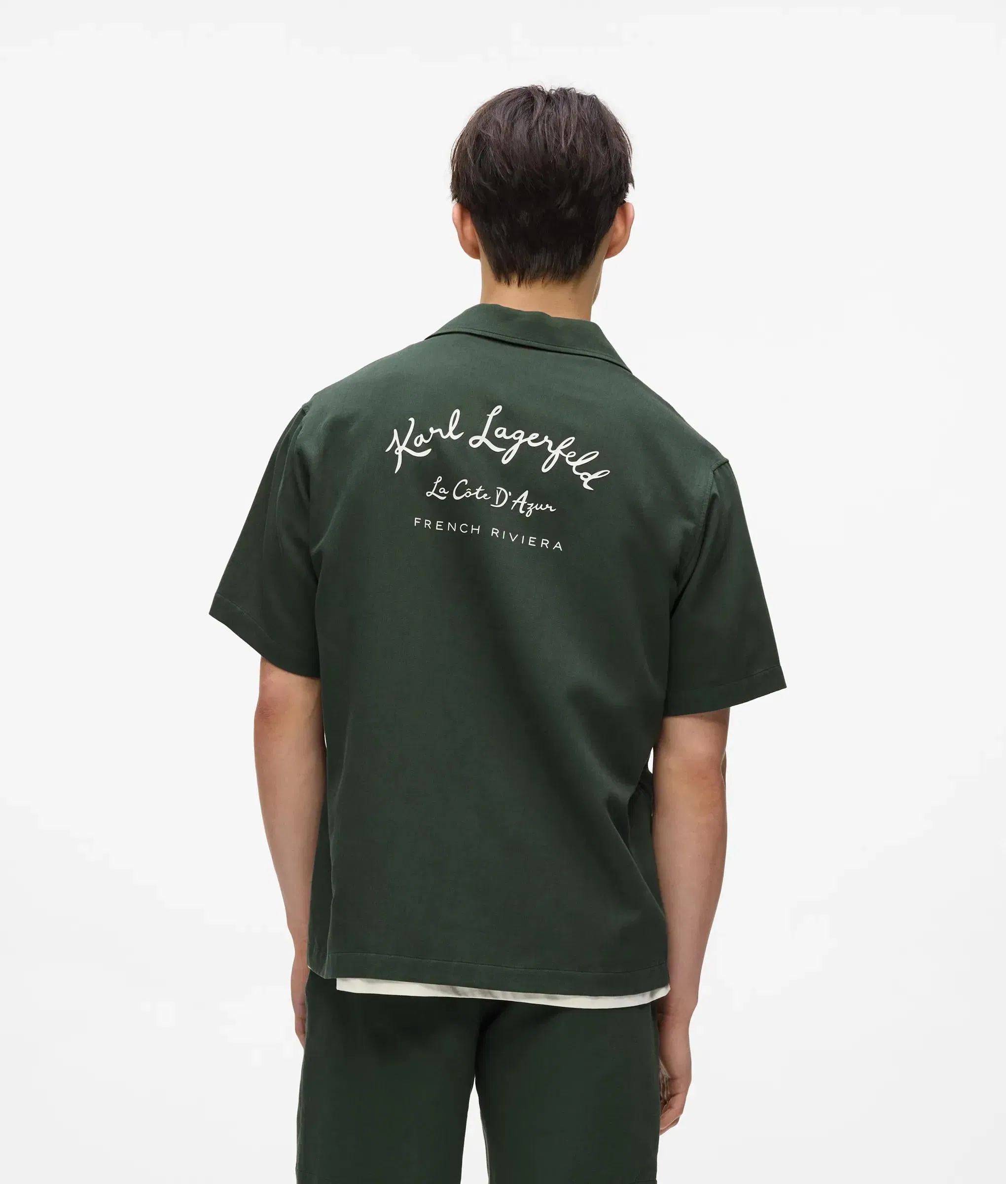 Karl Lagerfeld Short - Sleeved Côte D'Azur Shirt Deep Forest