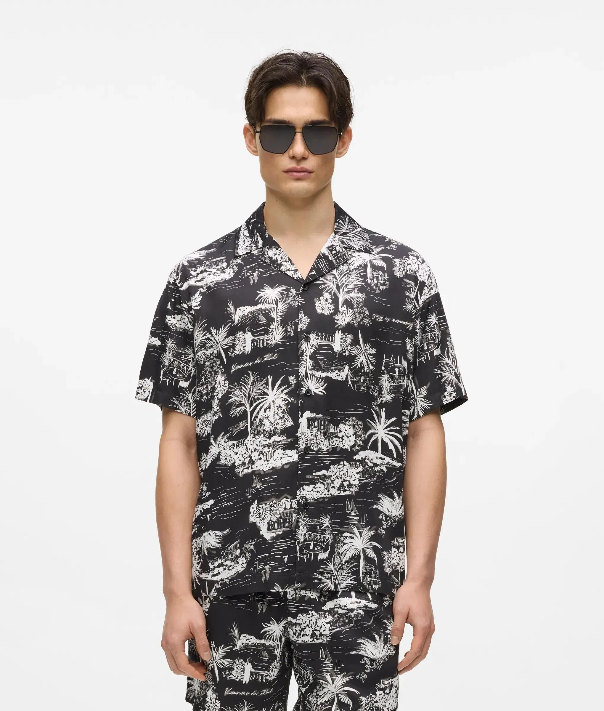Karl Lagerfeld Short - Sleeved All - Over - Print Shirt Black
