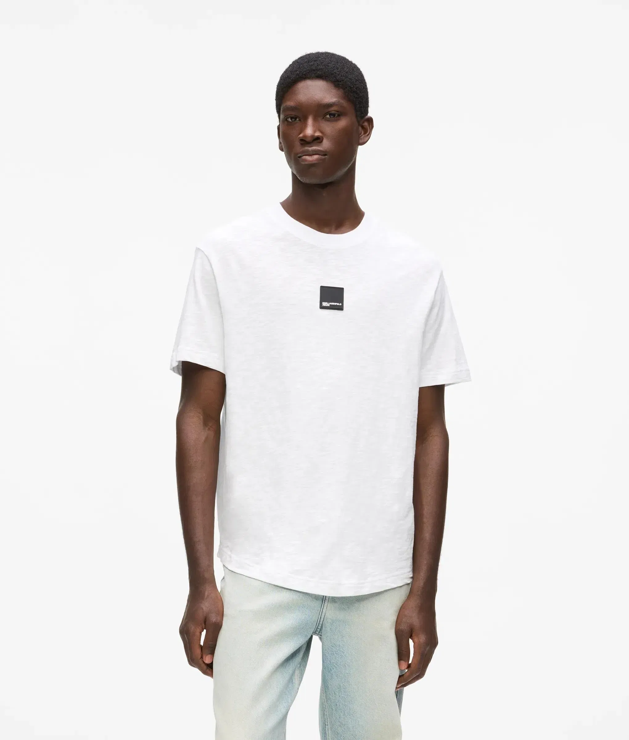 Karl Lagerfeld Curved Hem T - Shirt White