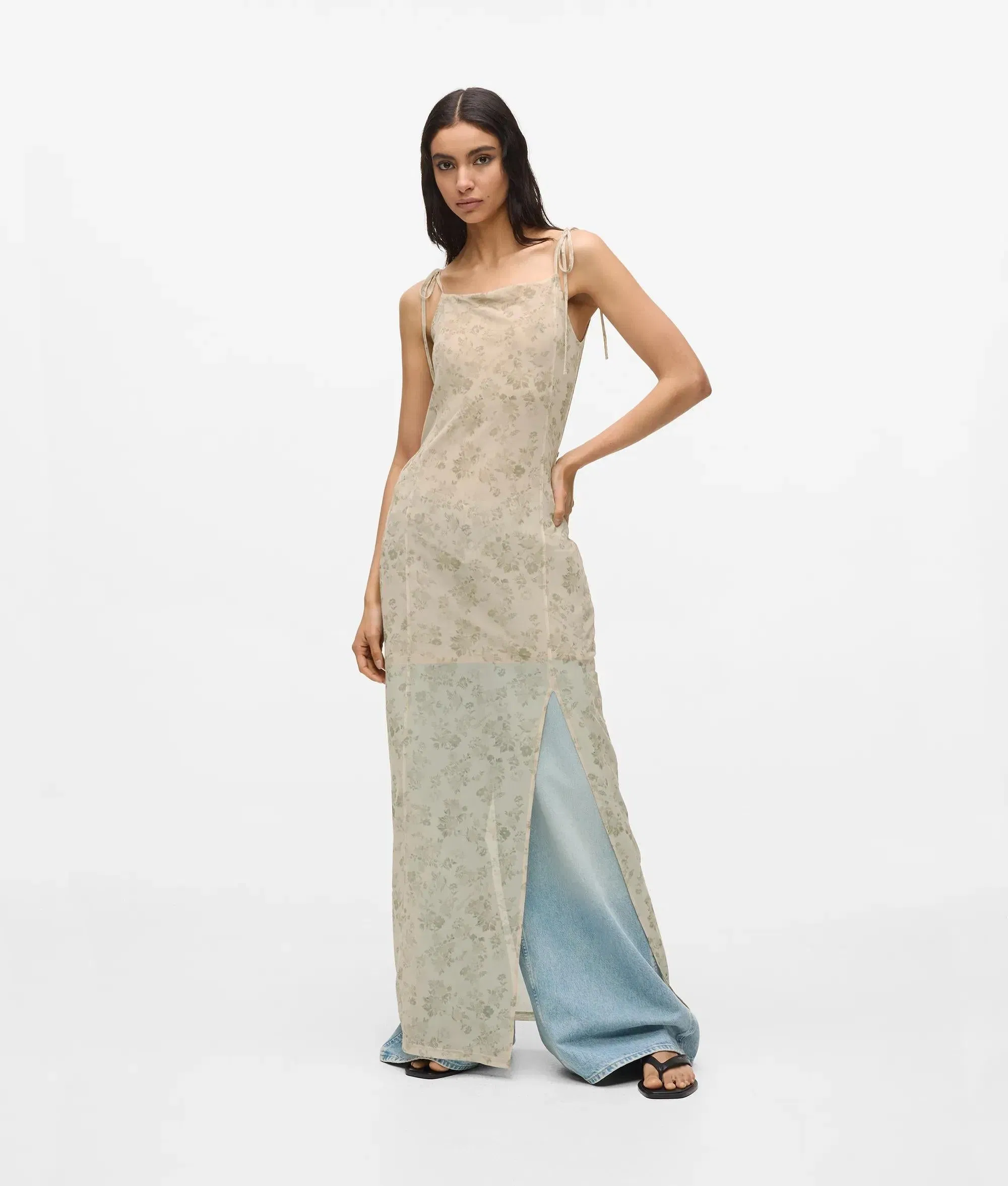 Karl Lagerfeld Floral Mesh Maxi Dress Floral All Over Print