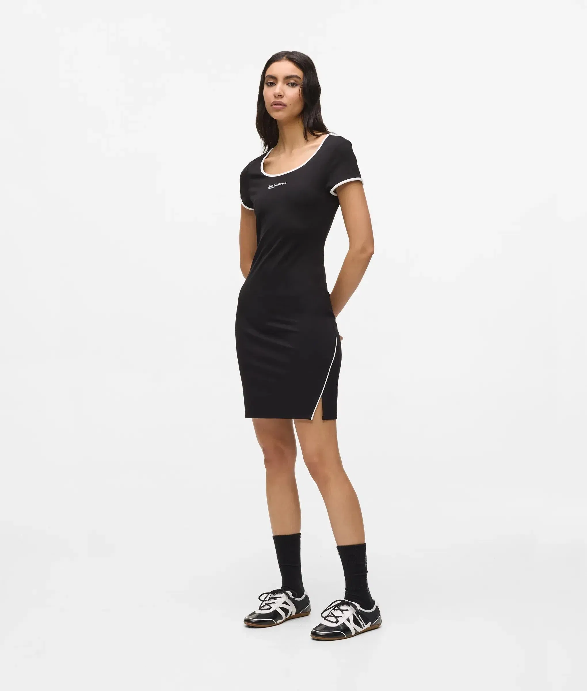 Karl Lagerfeld Short - Sleeved Fitted Dress Black