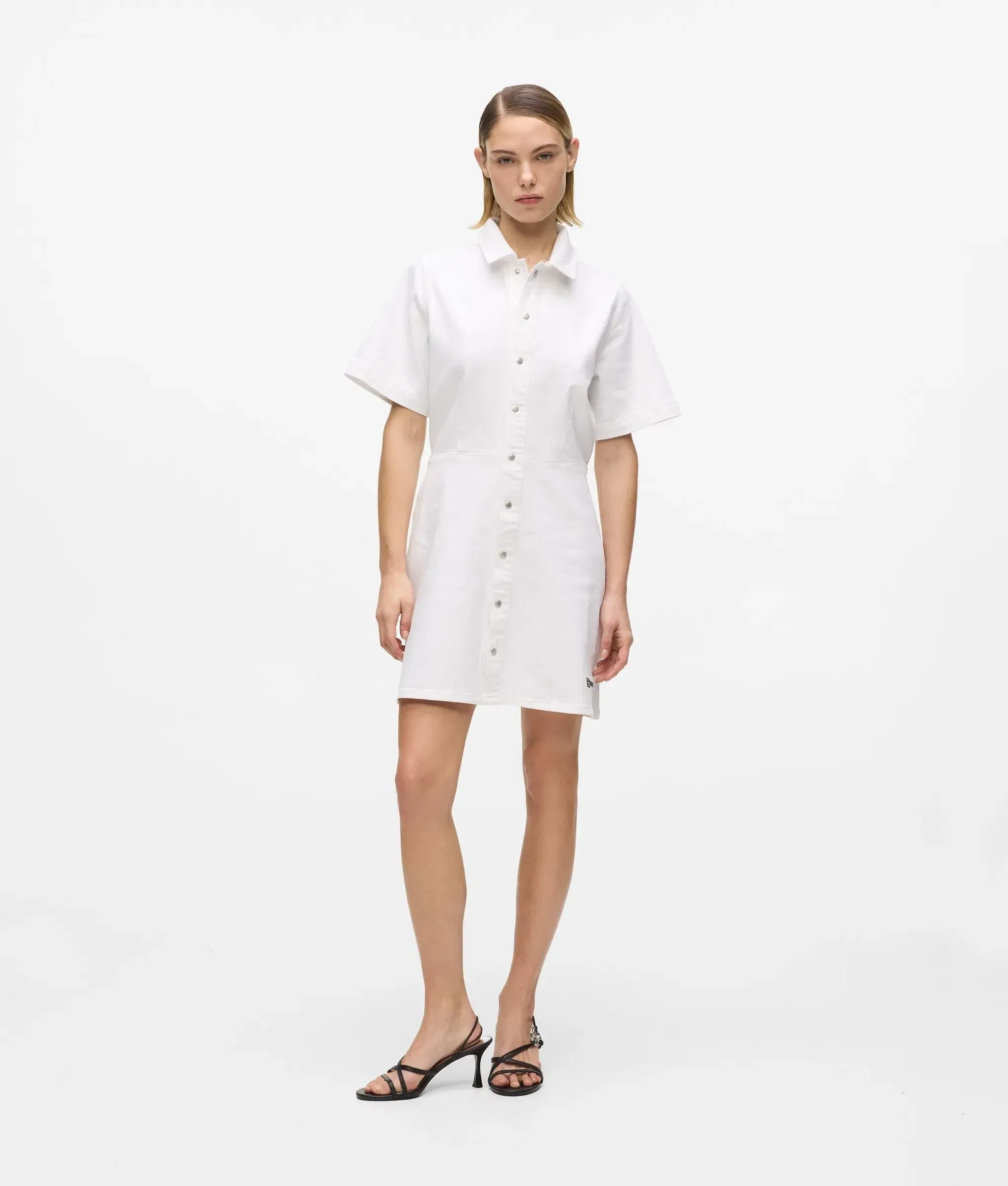 Karl Lagerfeld Short - Sleeved White Denim Dress White Denim