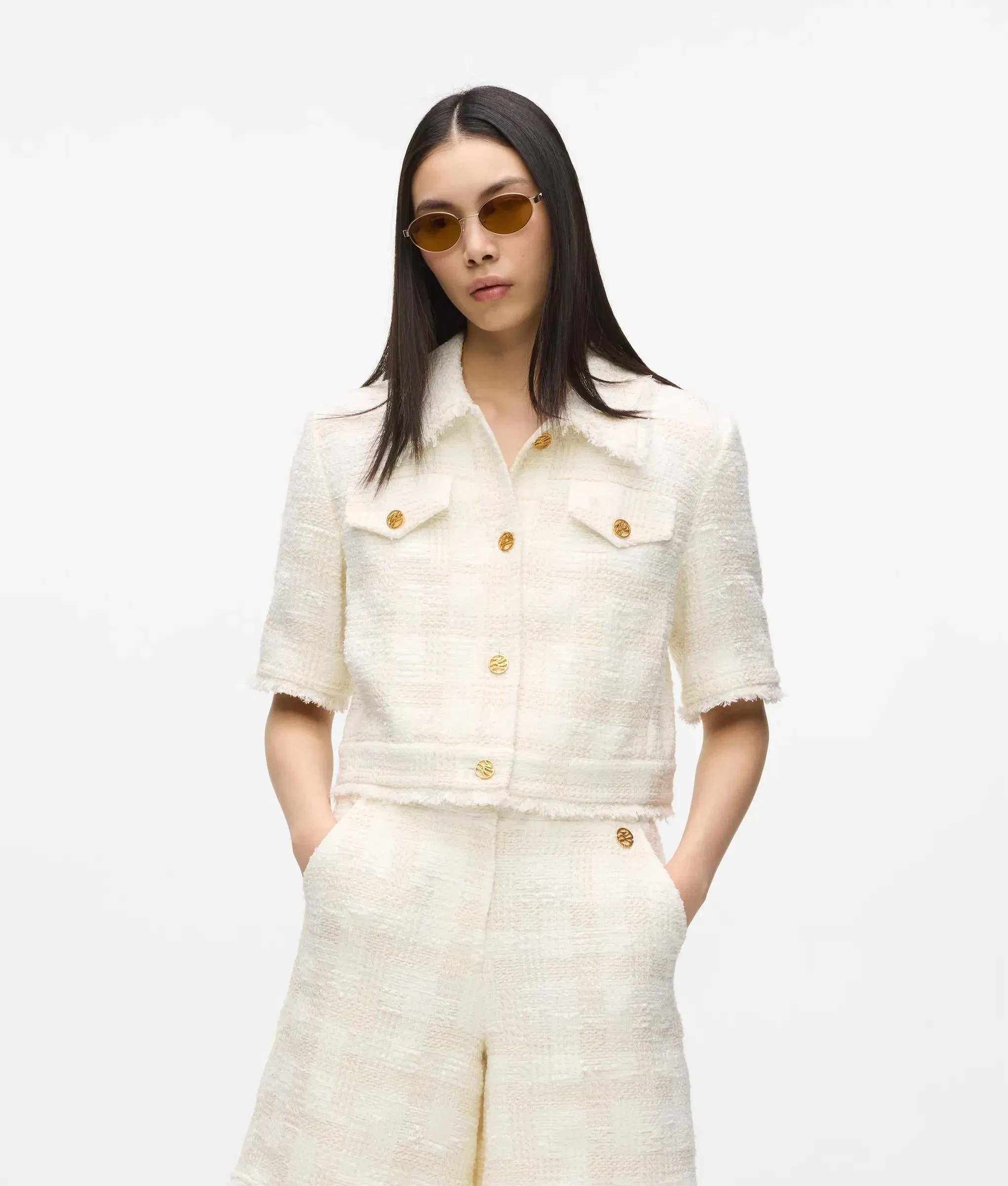 Karl Lagerfeld Short - Sleeved Bouclé Blazer Pristine