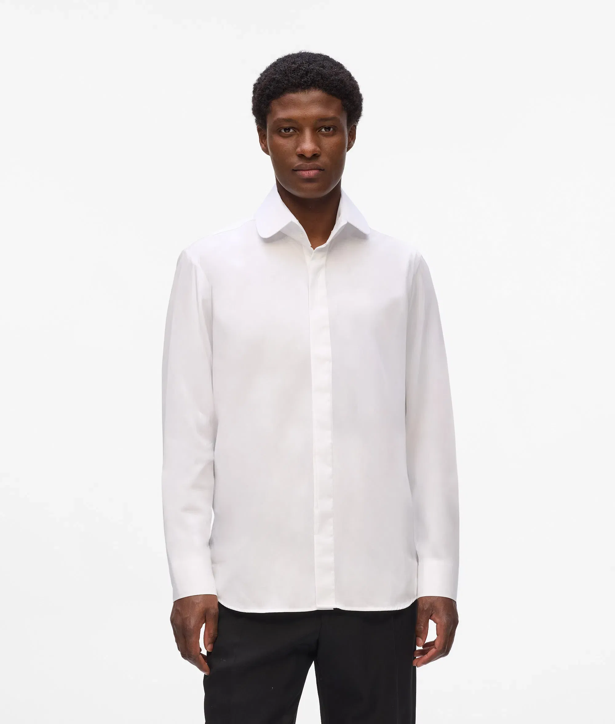 Karl Lagerfeld Rounded Collar Shirt White
