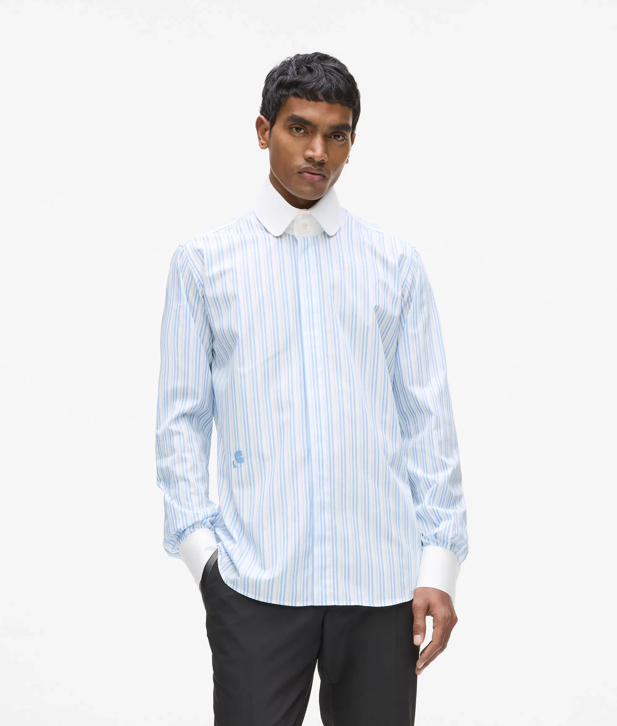Karl Lagerfeld Contrast Collar Striped Shirt Royal
