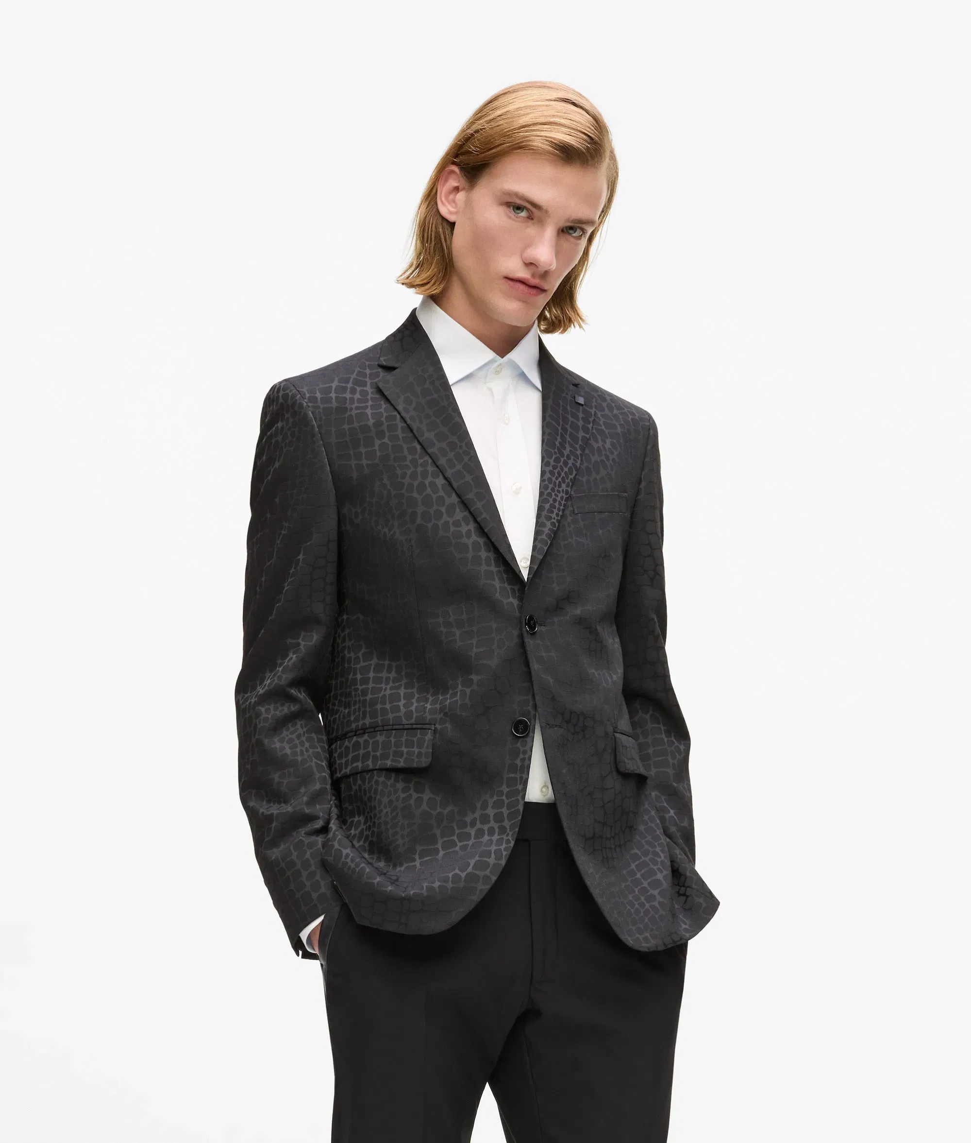 Karl Lagerfeld All - Over - Print Blazer Black