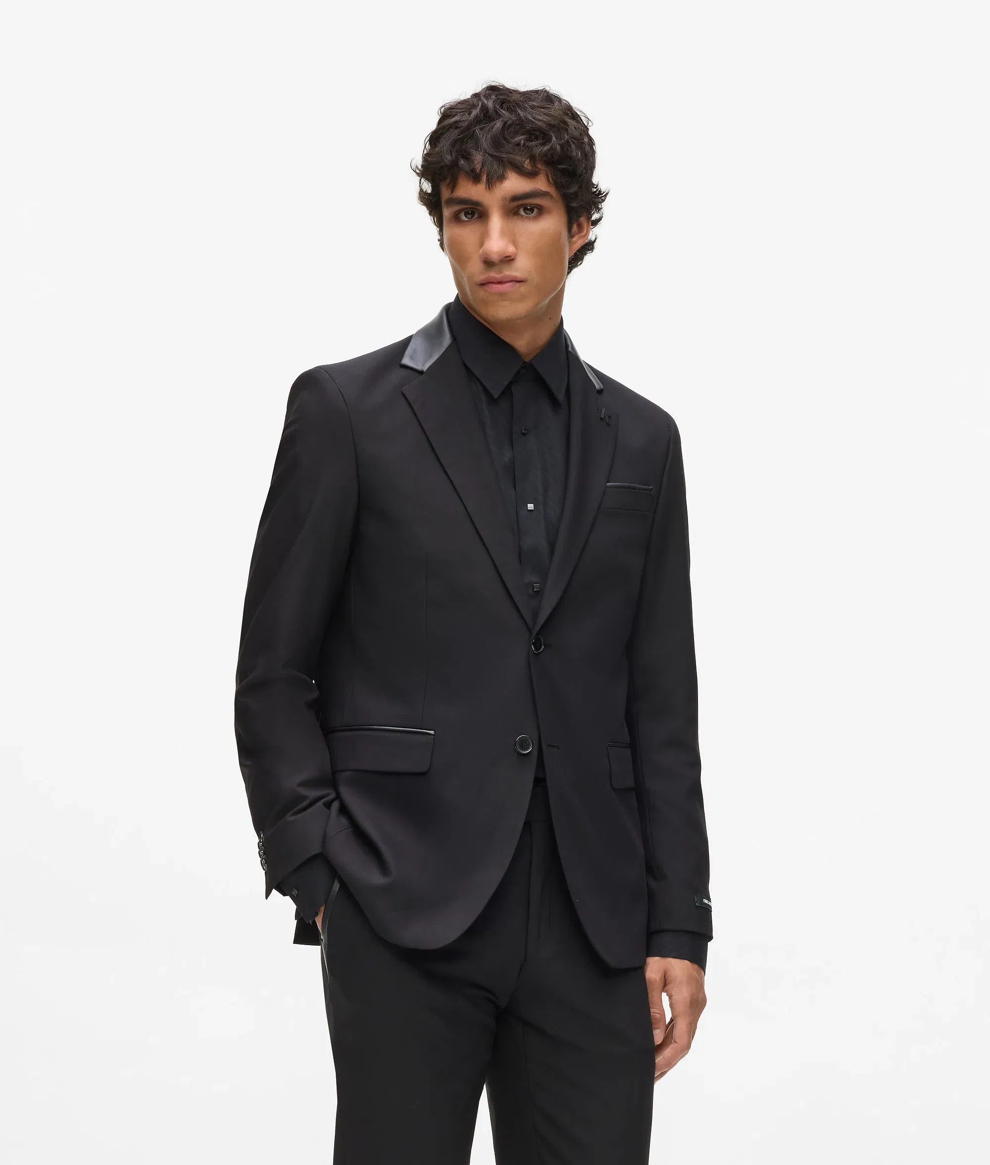 Karl Lagerfeld Faux - Leather Detail Blazer Black