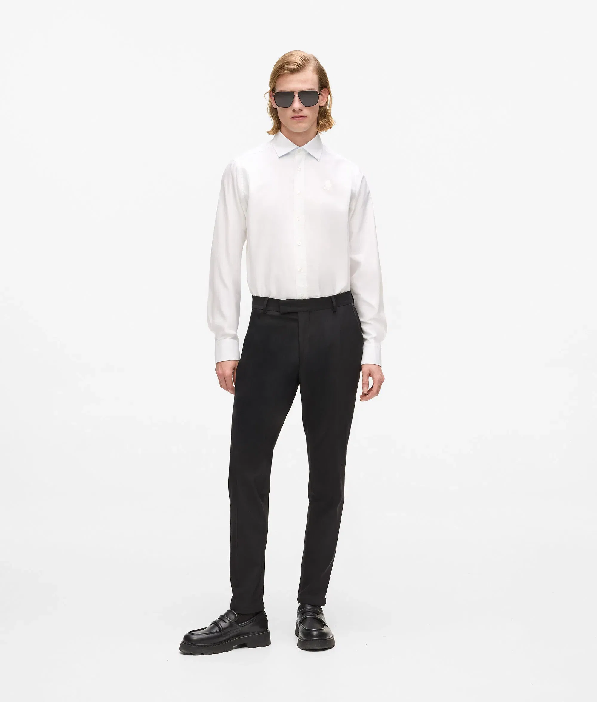 Karl Lagerfeld Faux - Leather Detail Pants Black