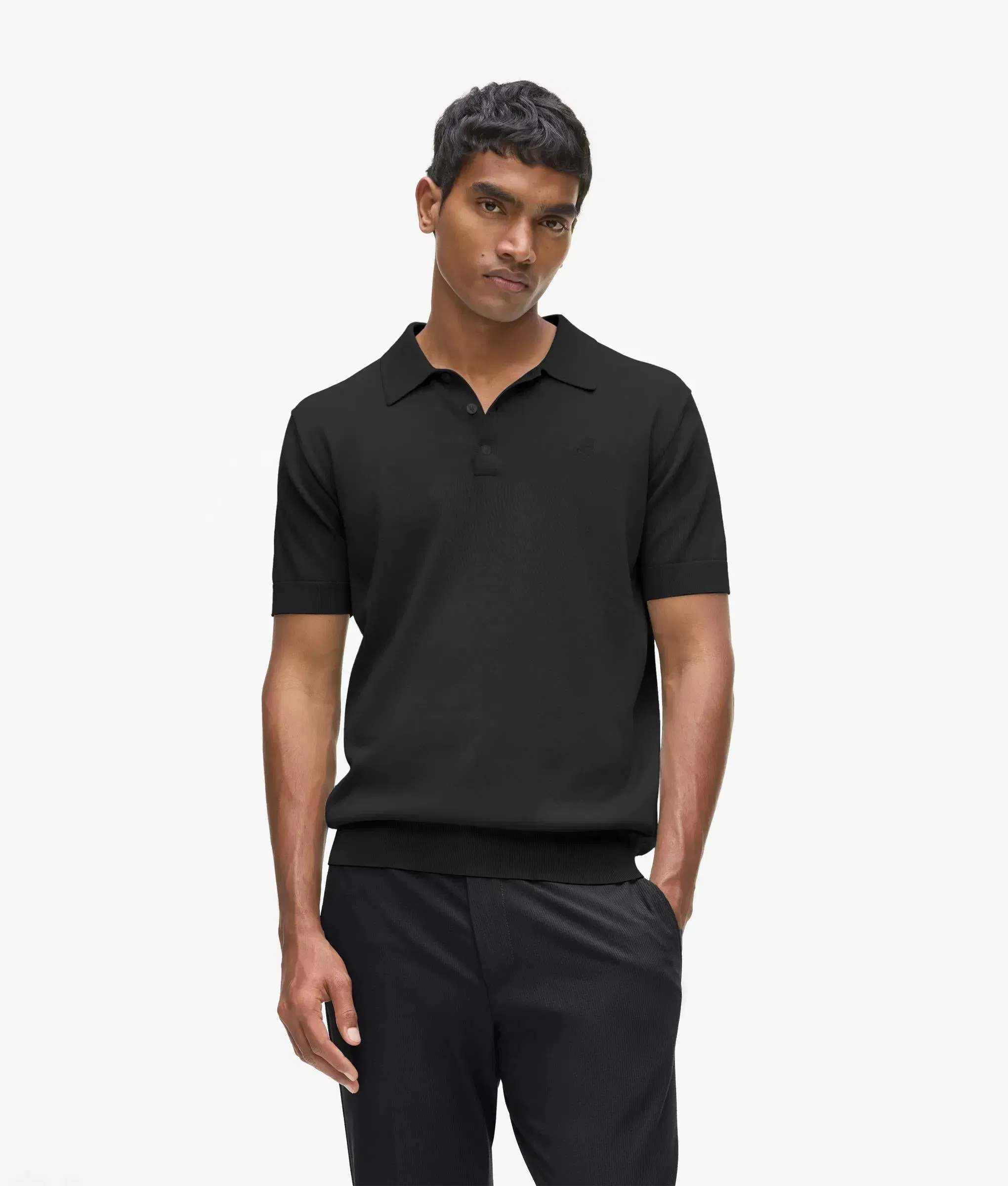 Karl Lagerfeld Knit Polo Shirt Black