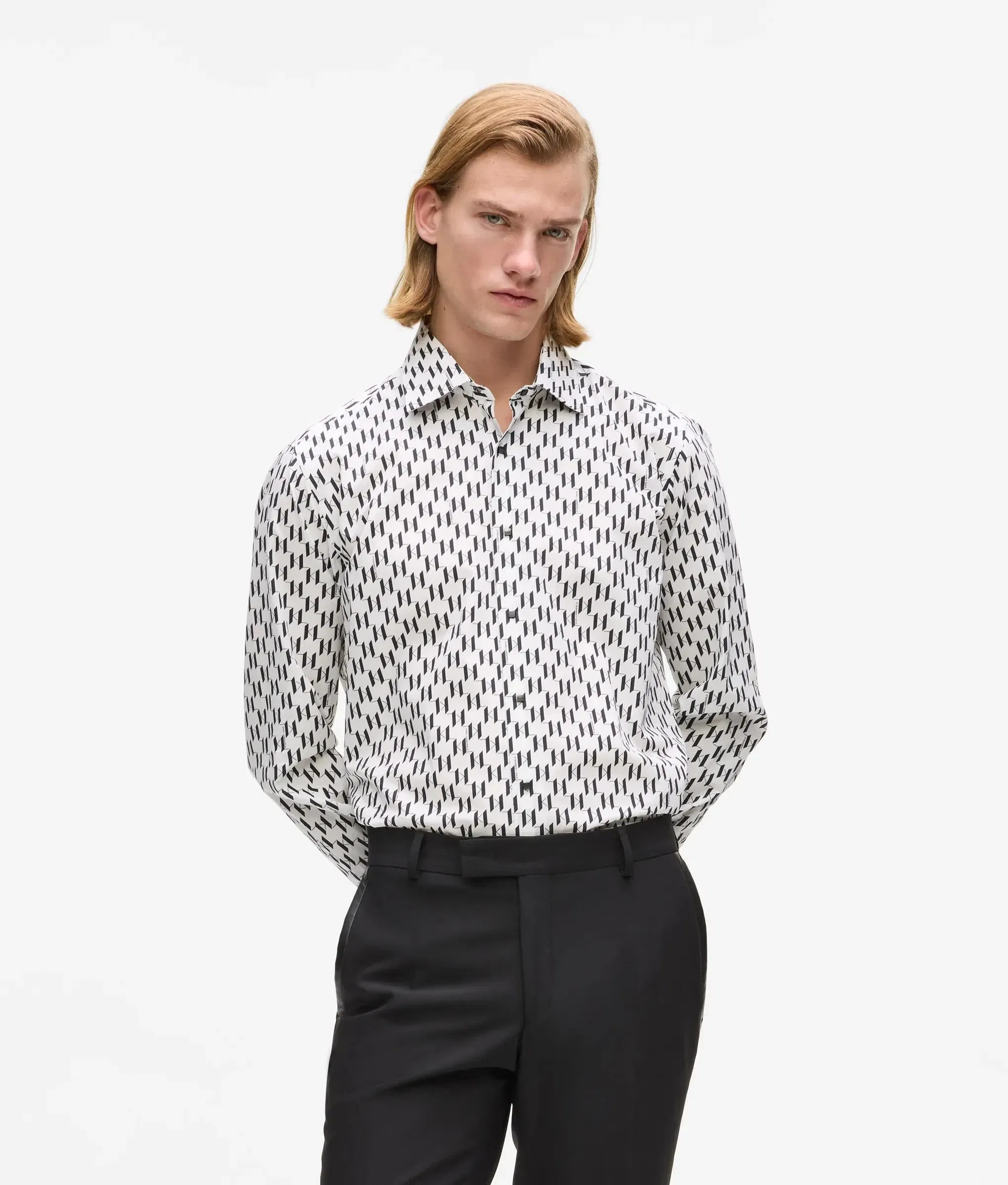 Karl Lagerfeld All - Over Monogram Shirt White/Black