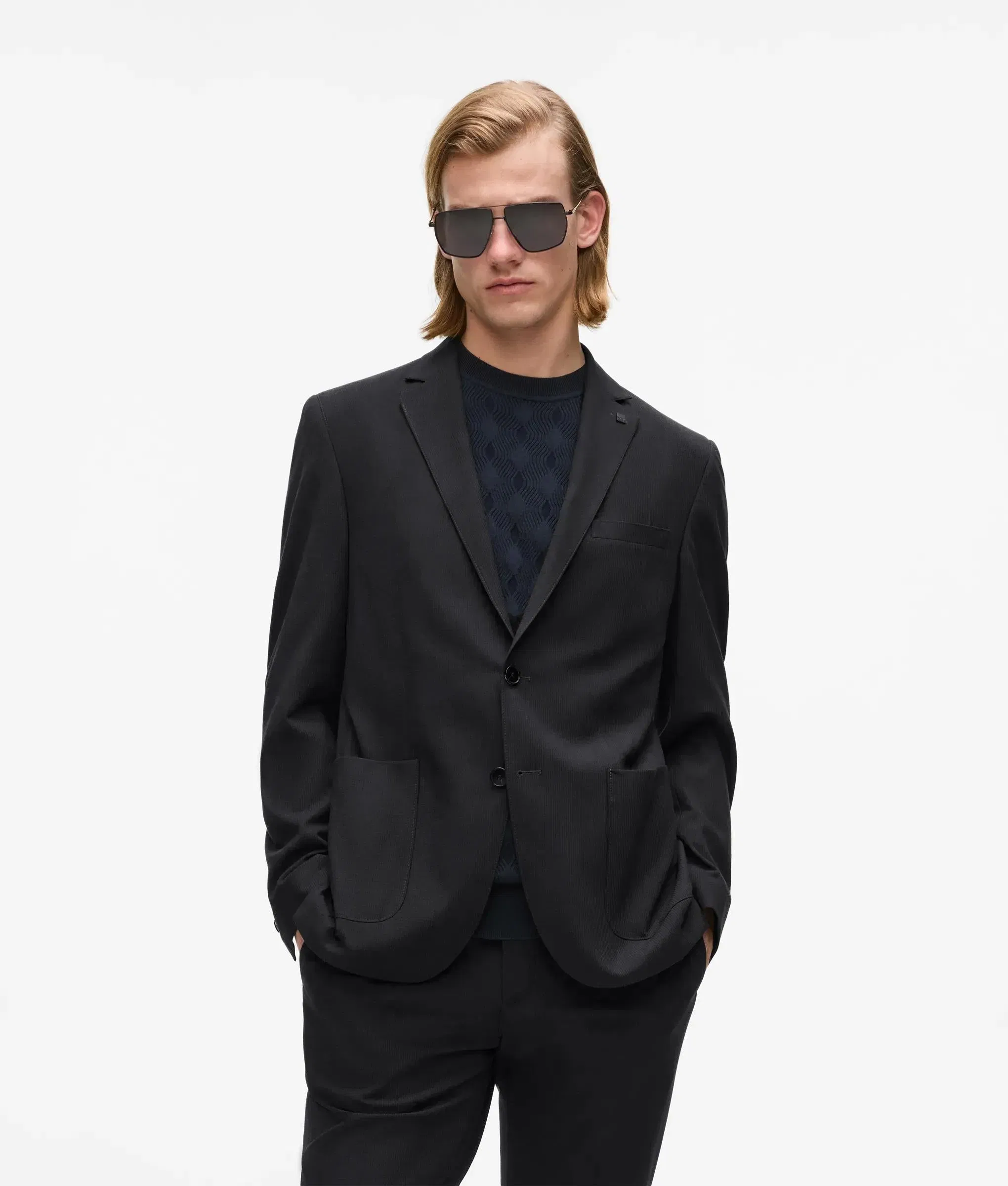 Karl Lagerfeld Patch Pocket Blazer Black