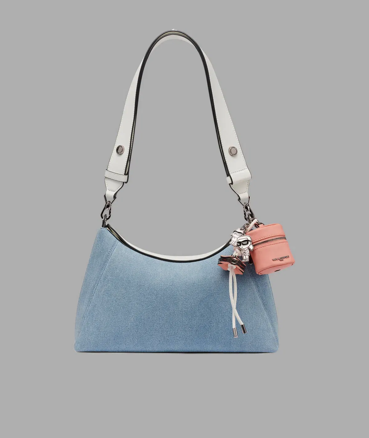 KarlLagerfeld Nikole mini crossbody with hangoff light denim