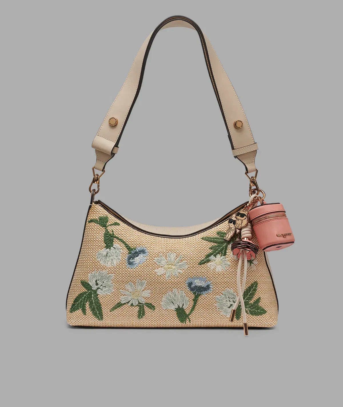 KarlLagerfeld Nikole mini embroidered floral crossbody neutral