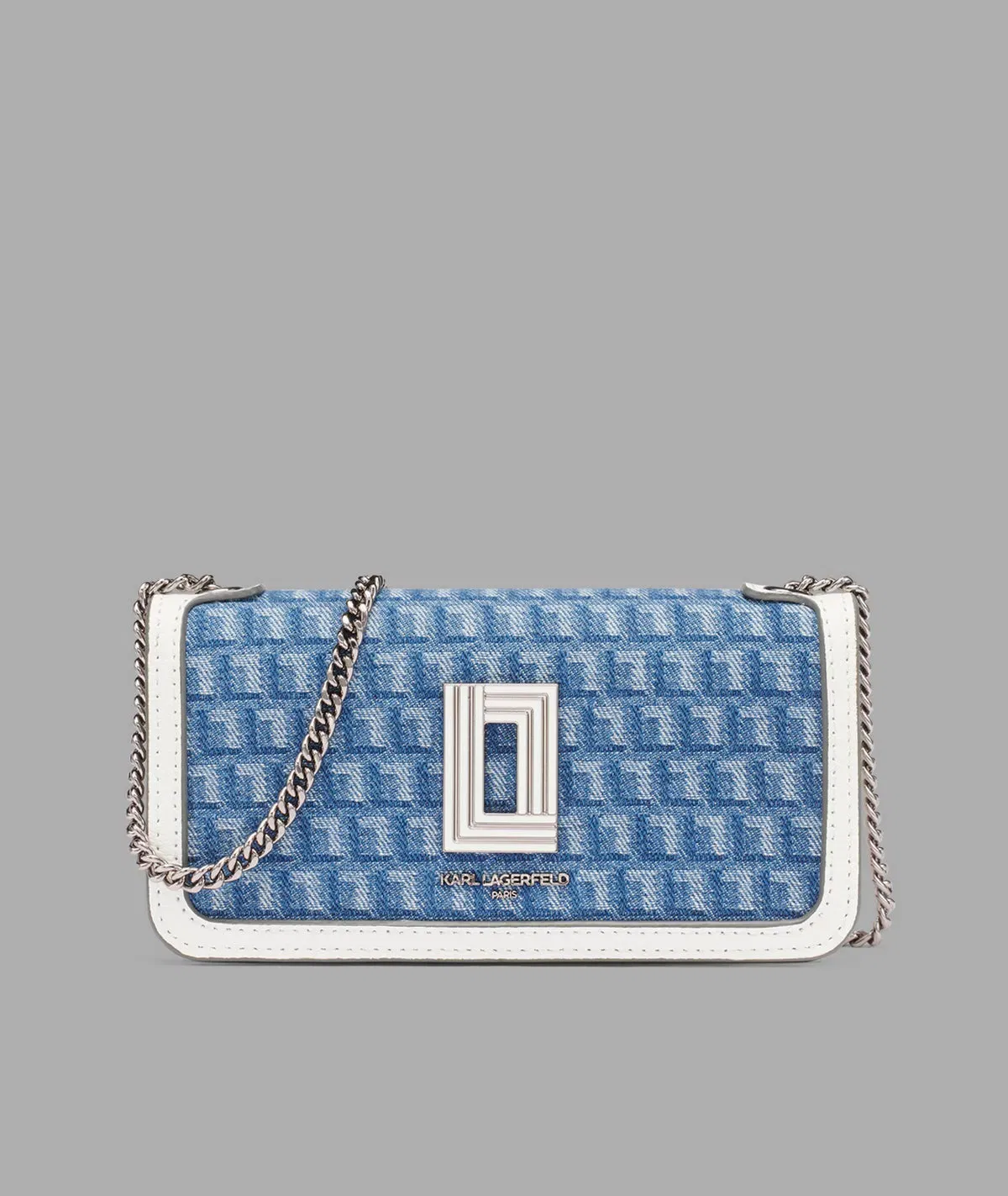 KarlLagerfeld Kosette denim jacquard shoulder bag denim/white
