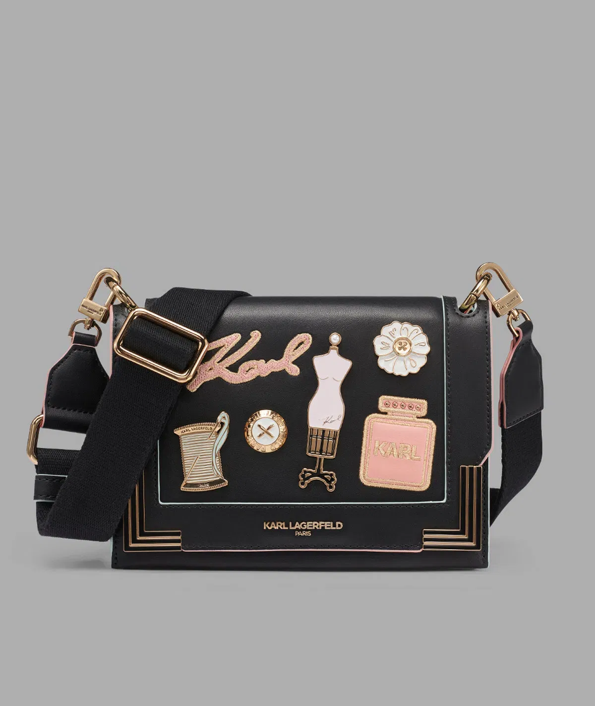 KarlLagerfeld Camille shoulder with oversized fashion pins black / gold