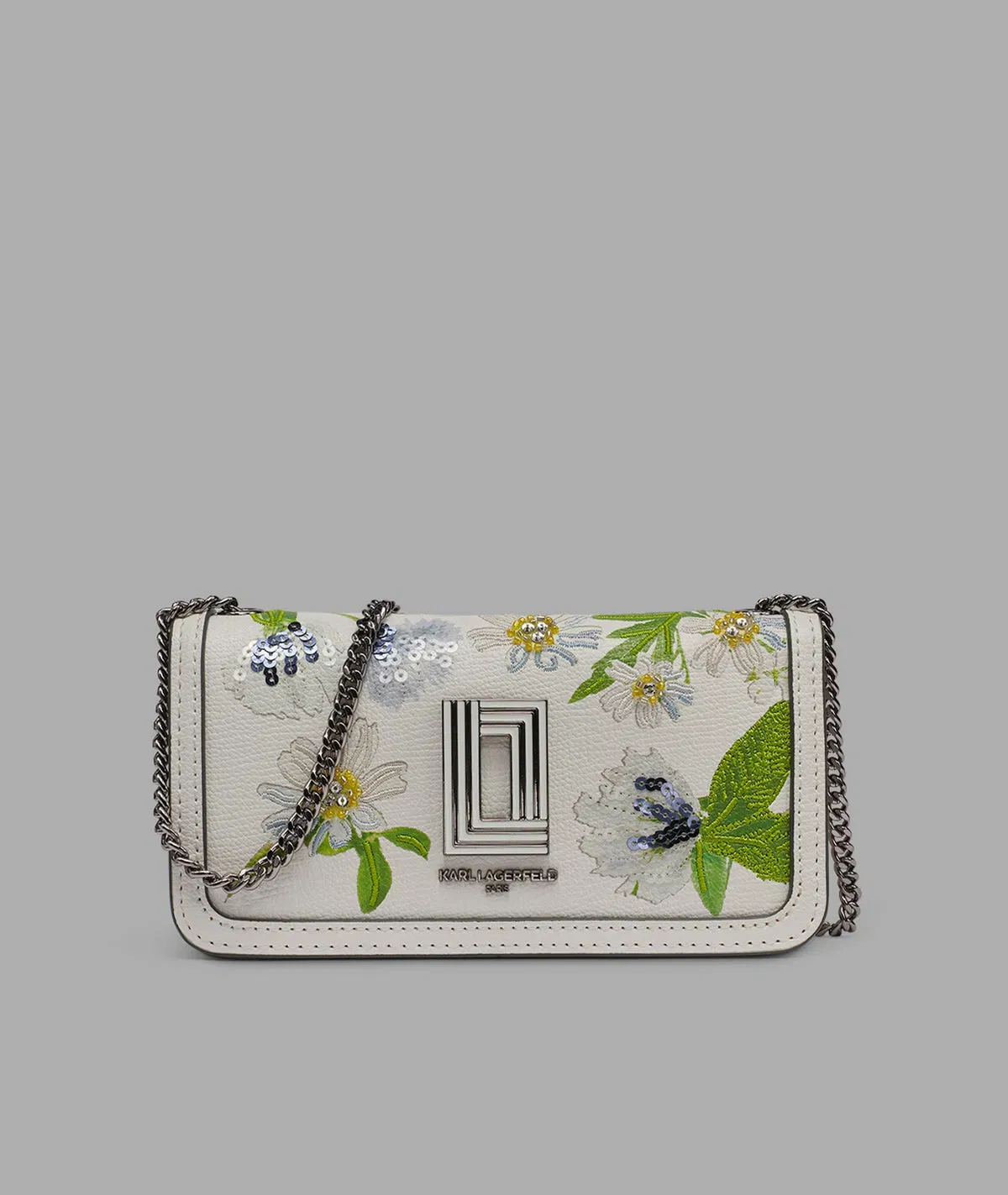 KarlLagerfeld Kosette floral embroidered shoulder bag white multi