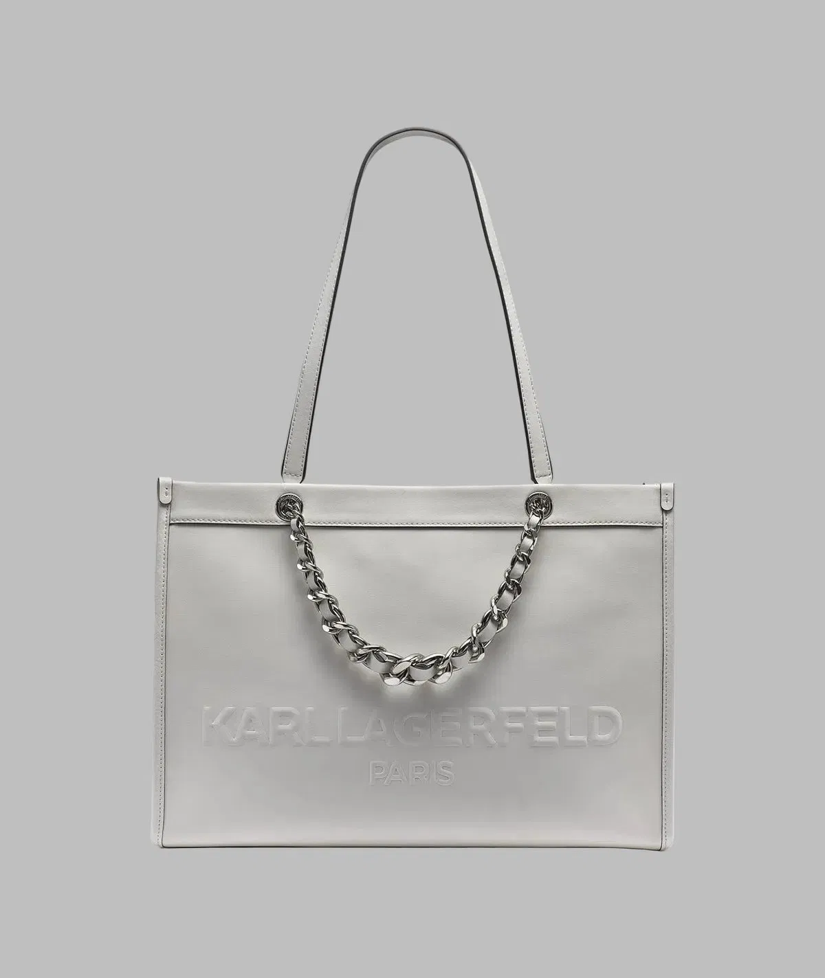 KarlLagerfeld Savoie large leather tote winter white/silver