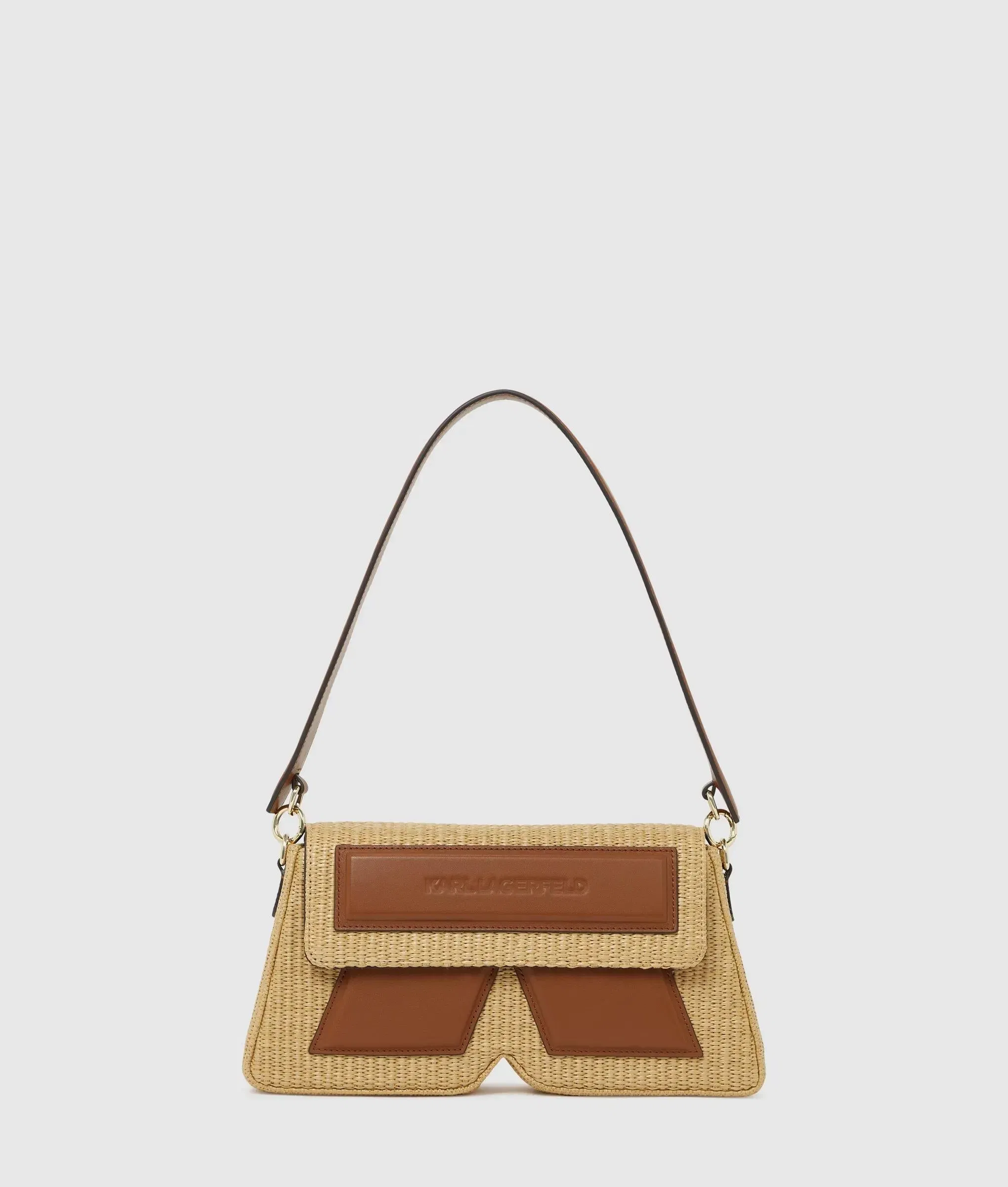 KarlLagerfeld Ikon K Woven Shoulder Bag Natural - Tan
