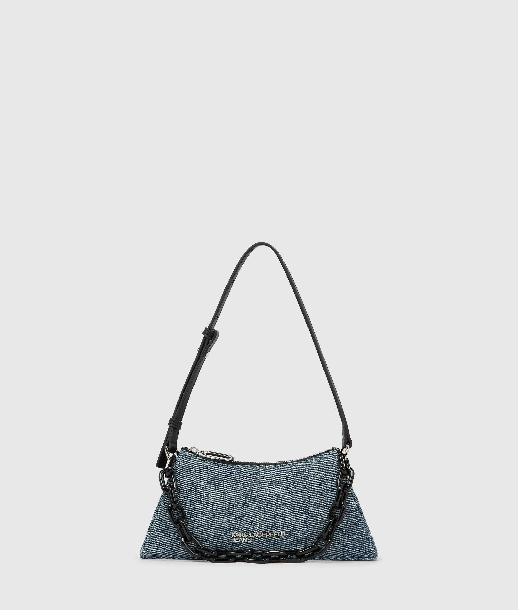 KarlLagerfeld Denim Chain Shoulder Bag Washed Medium Blue
