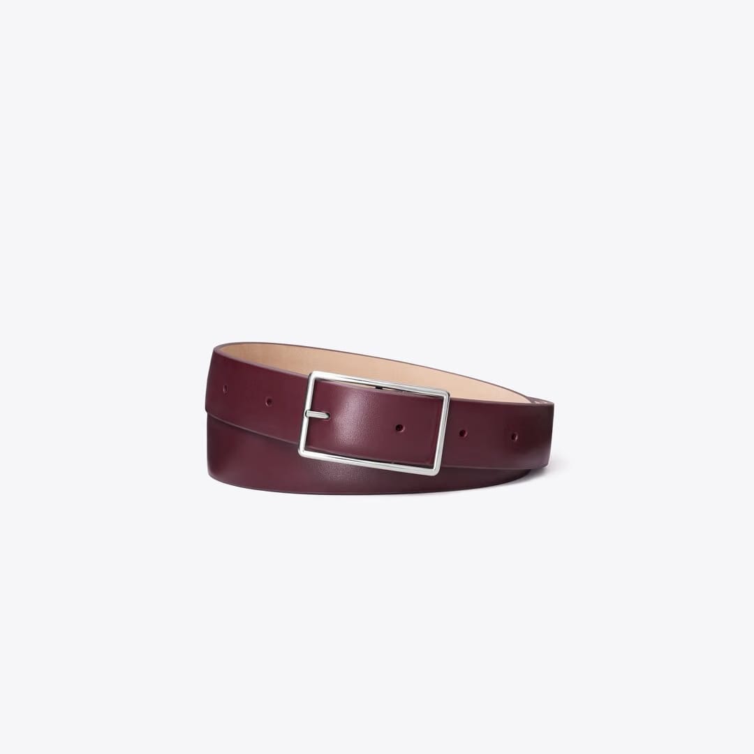 Tory Burch Gigi Belt Dark Carmine / Silver
