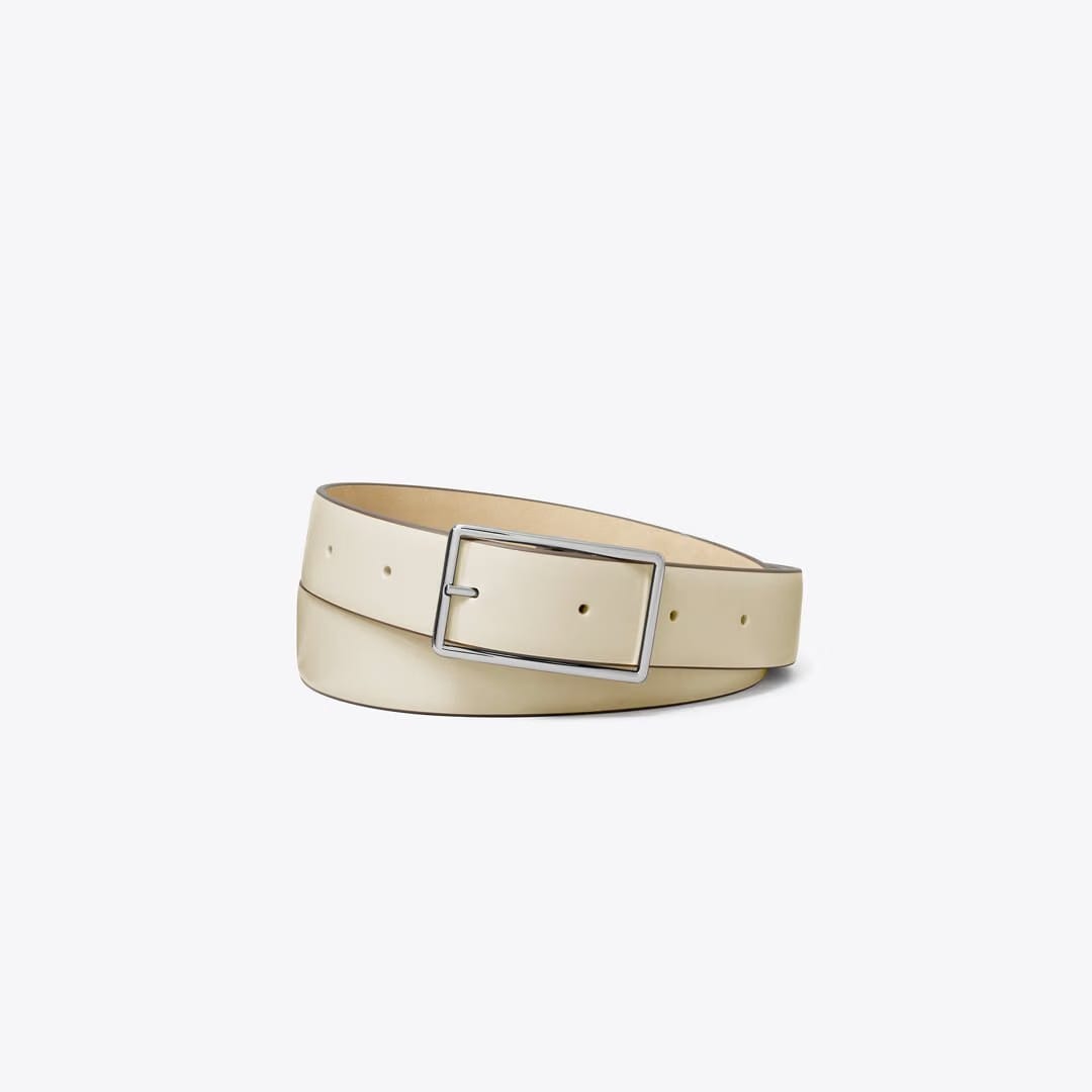 Tory Burch Gigi Belt Warm White / Silver